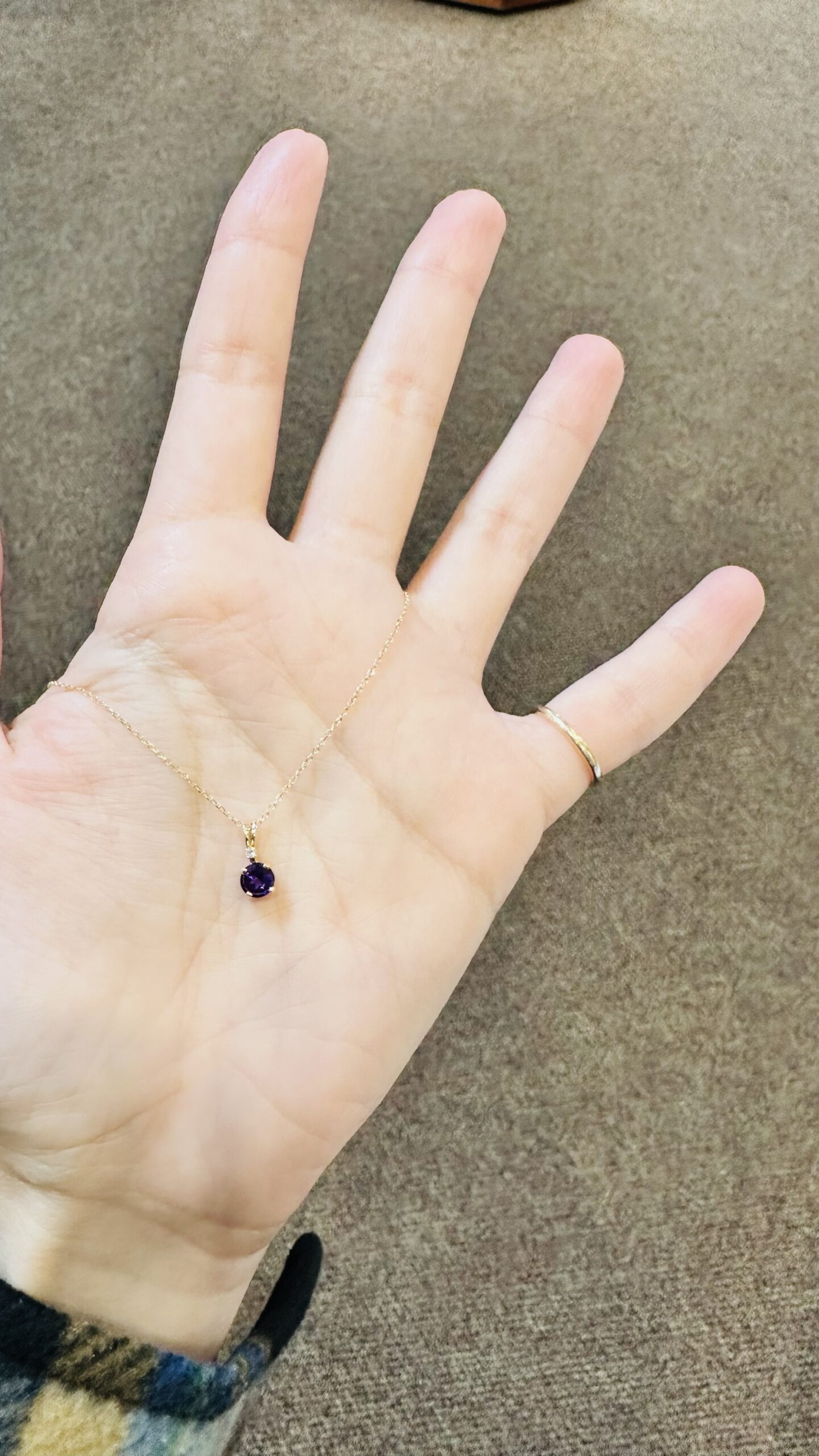 14k Yellow Gold Genuine 5 MM Amethyst & Diamond Pendant - Image 13