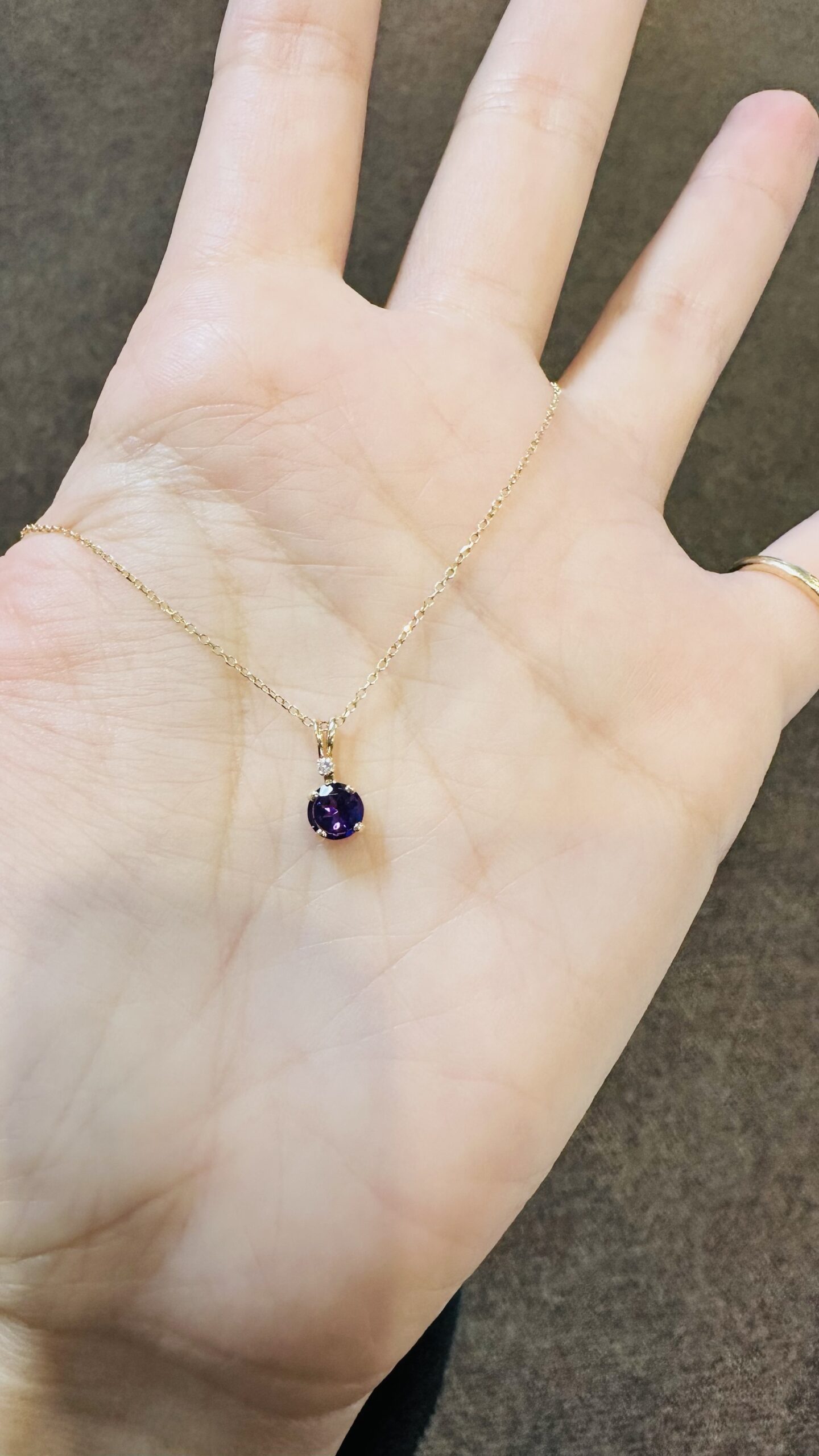 14k Yellow Gold Genuine 5 MM Amethyst & Diamond Pendant - Image 14