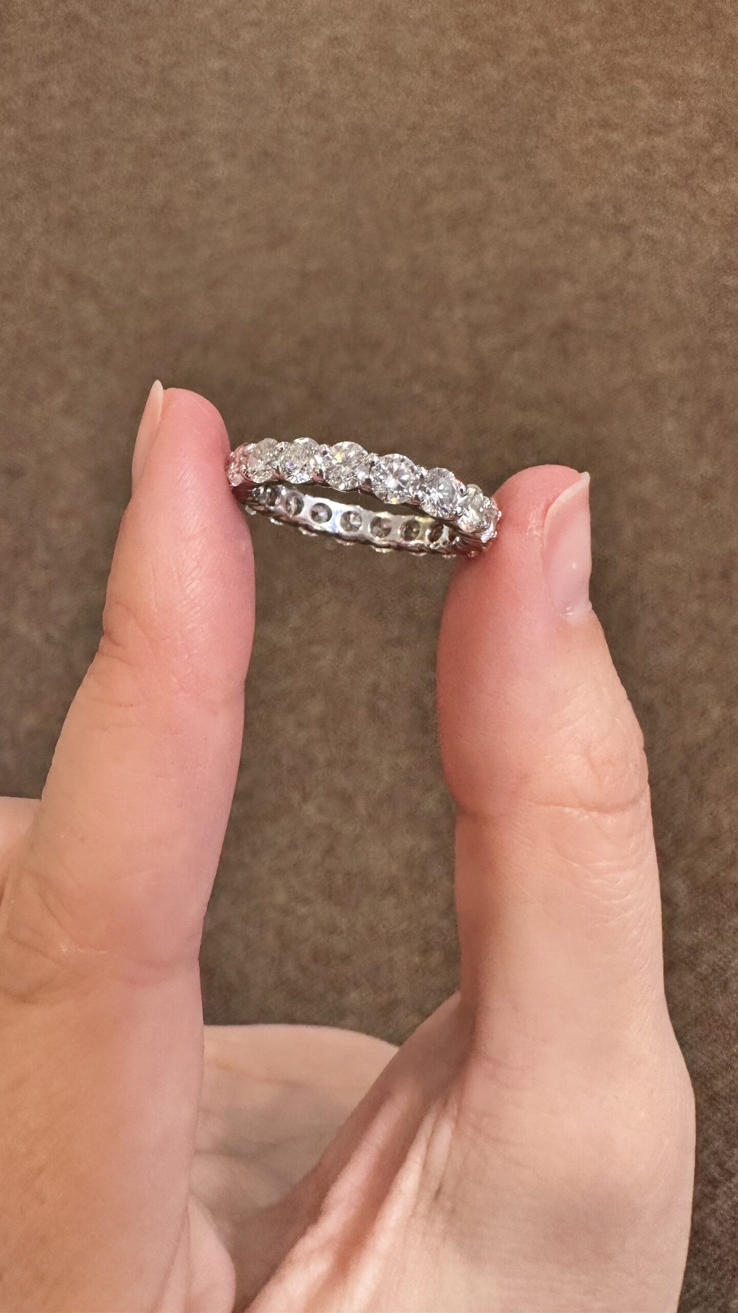 14k White Gold 19 Stone Genuine 3.32 Cttw Round Brilliant Cut Diamond Eternity Band - Image 5