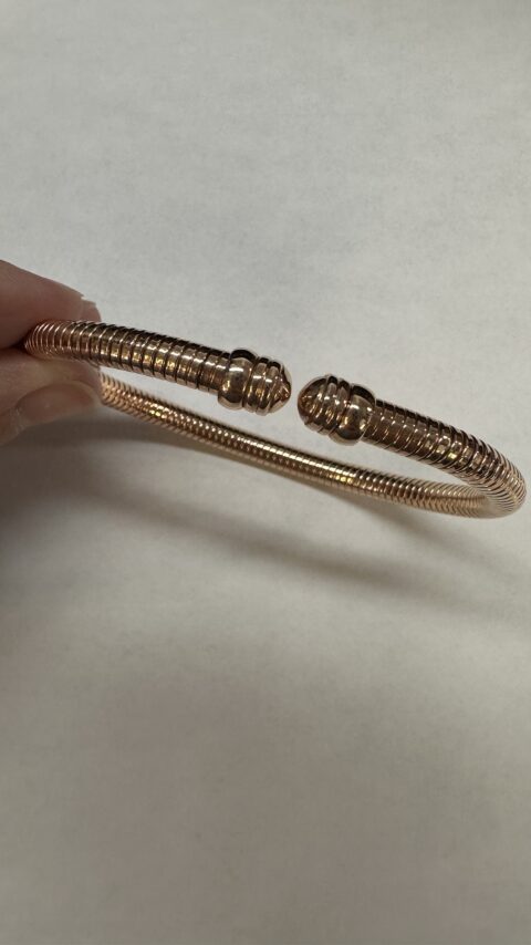 18k Rose Gold Coil Flexible Cuff Style Bracelet
