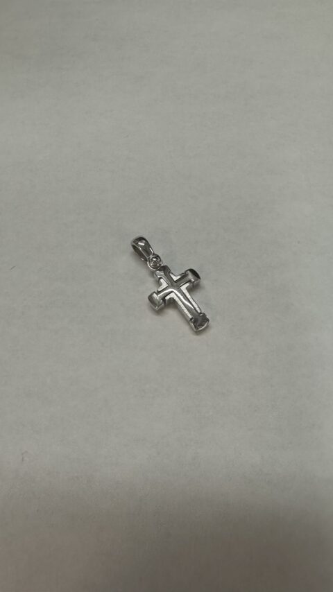 18k White Gold Tiny Cross Pendant