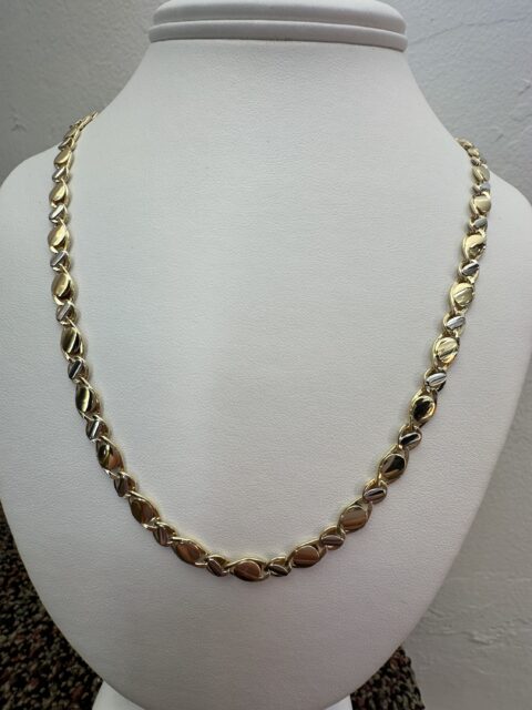 18k 2tone 23.5” Fancy Link Chain Necklace