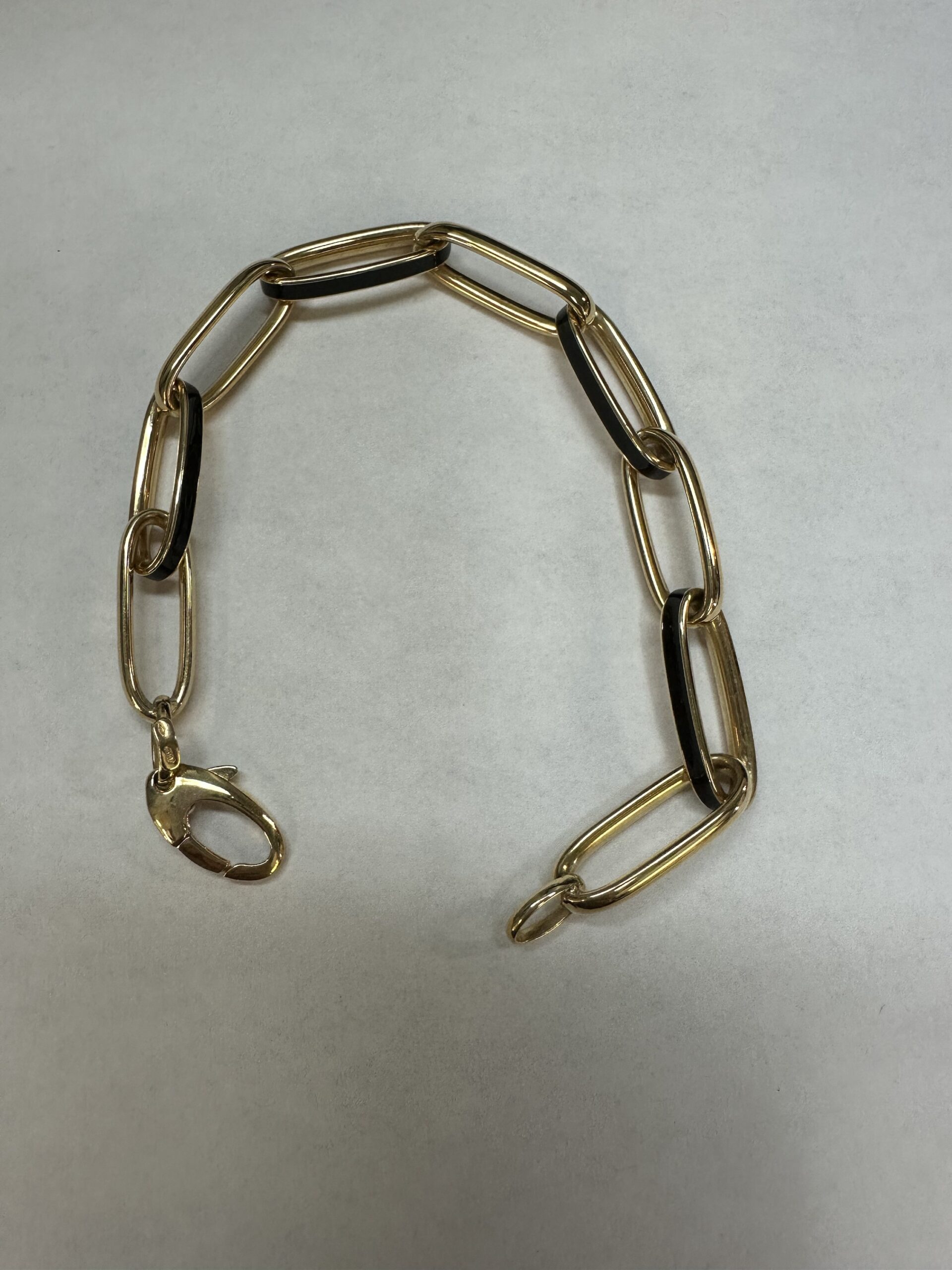 18k Yellow Gold Black Enamel Open Oval Link Bracelet – Exeter Jewelers