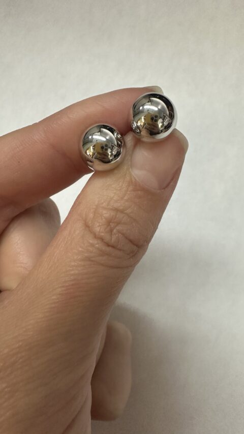 18k White Gold 12.5 MM Polished Ball Stud Earrings