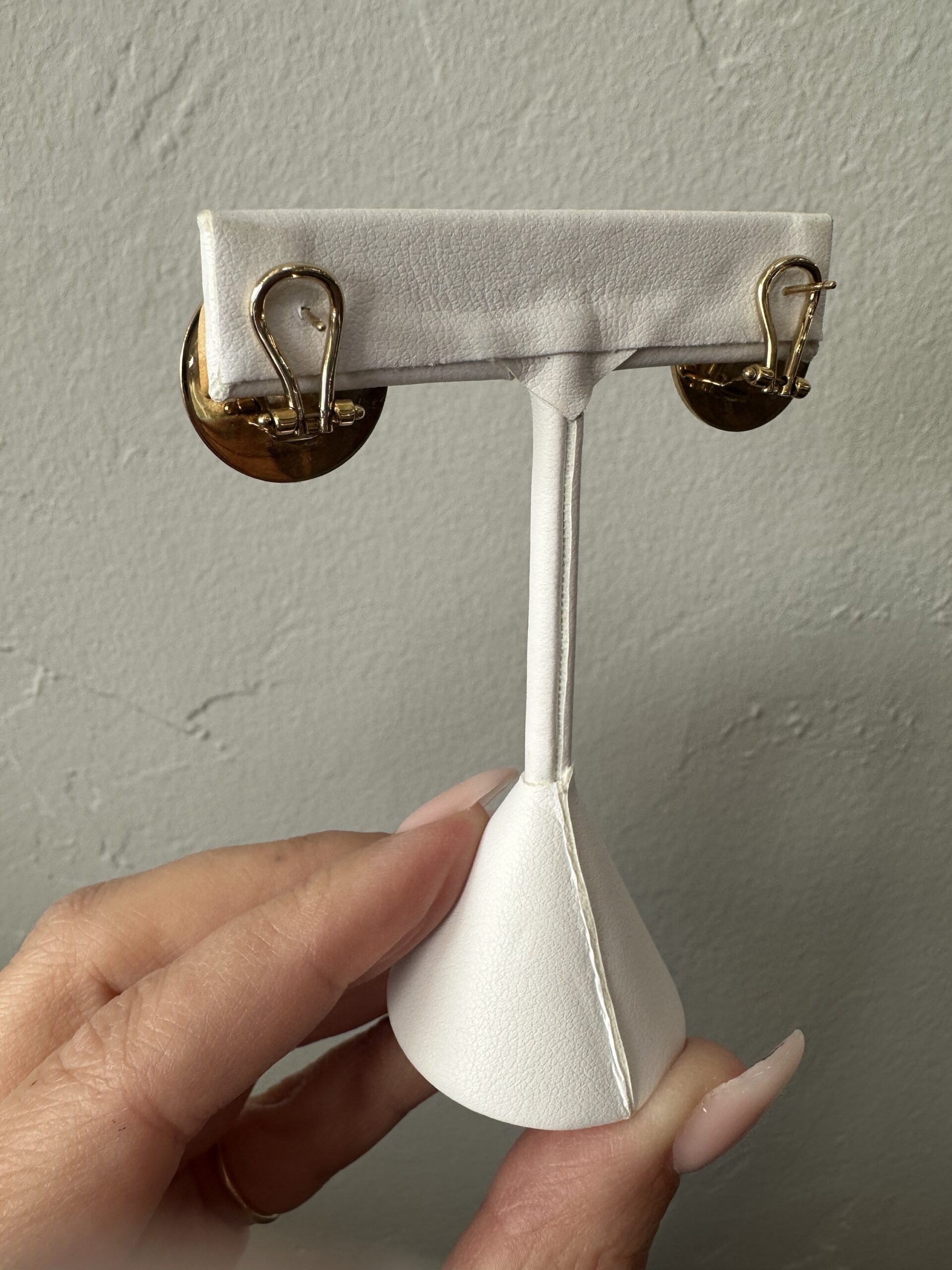 Vintage 14k Yellow Gold Genuine Sapphire Disc Post & Clip Earrings - Image 15