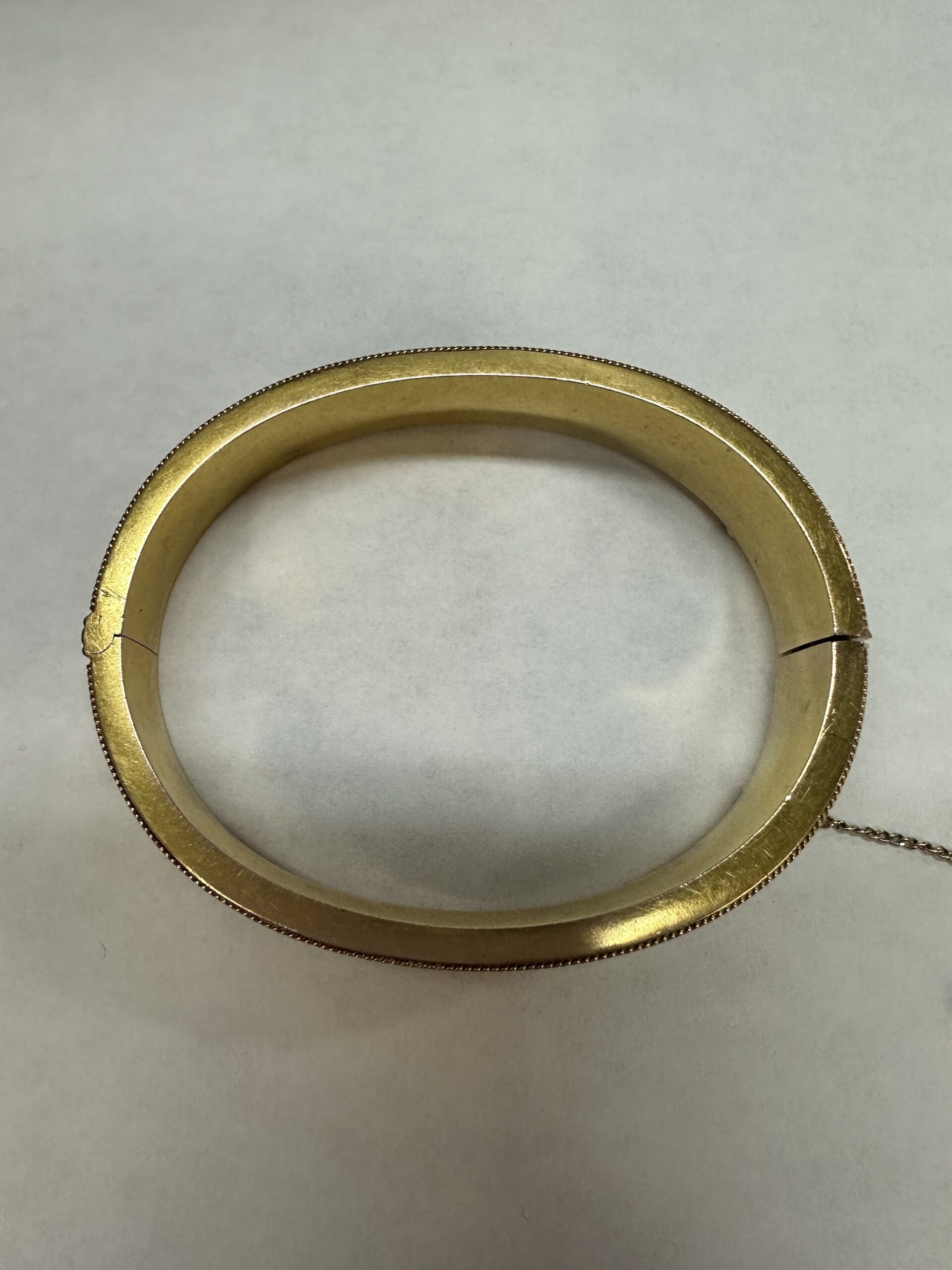 Antique Etruscan 9k Yellow Gold Hinged Bangle Bracelet - Image 9