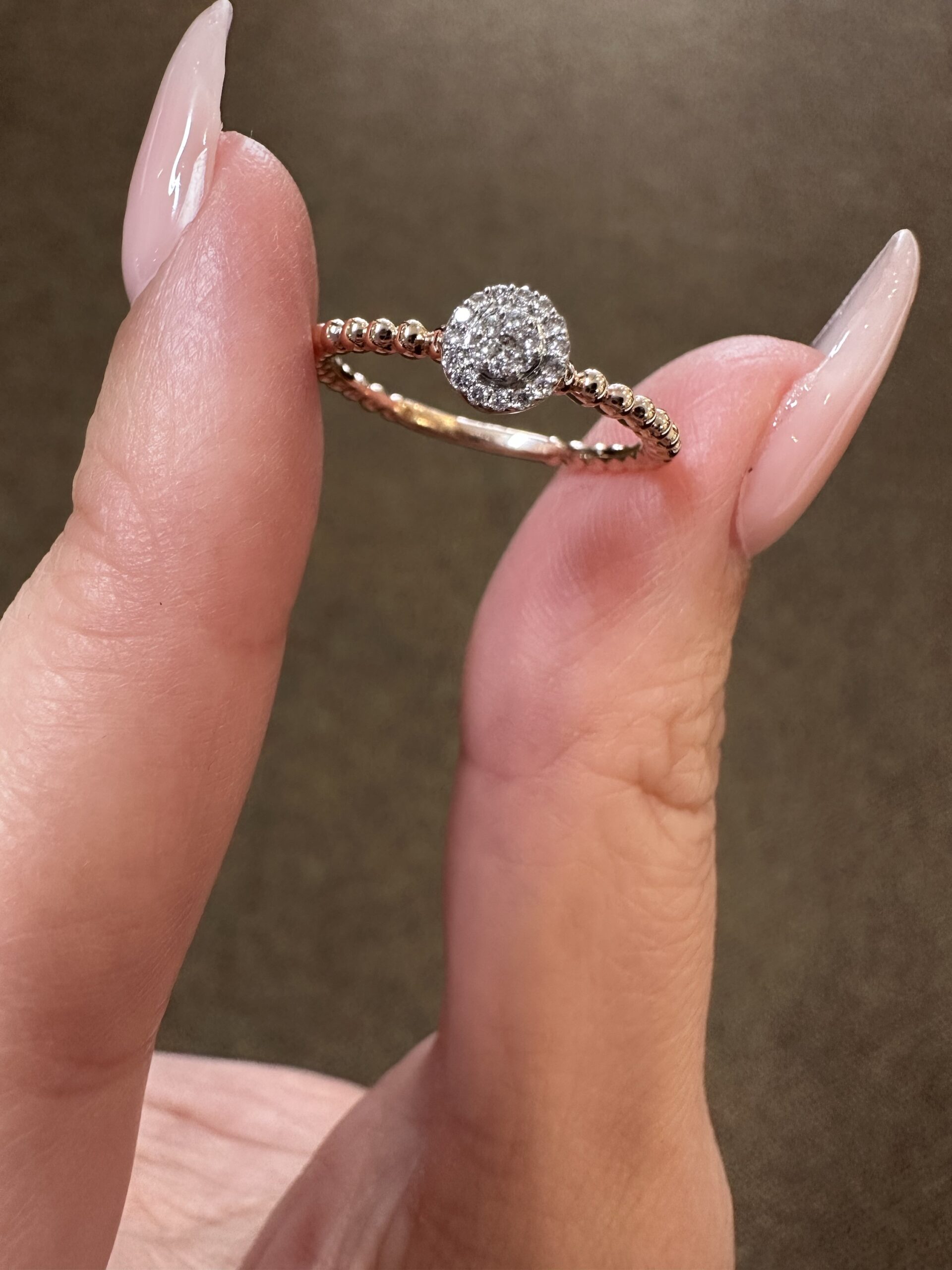 14k Rose Gold Genuine .08 Cttw Round Diamond Cluster Ring - Image 2