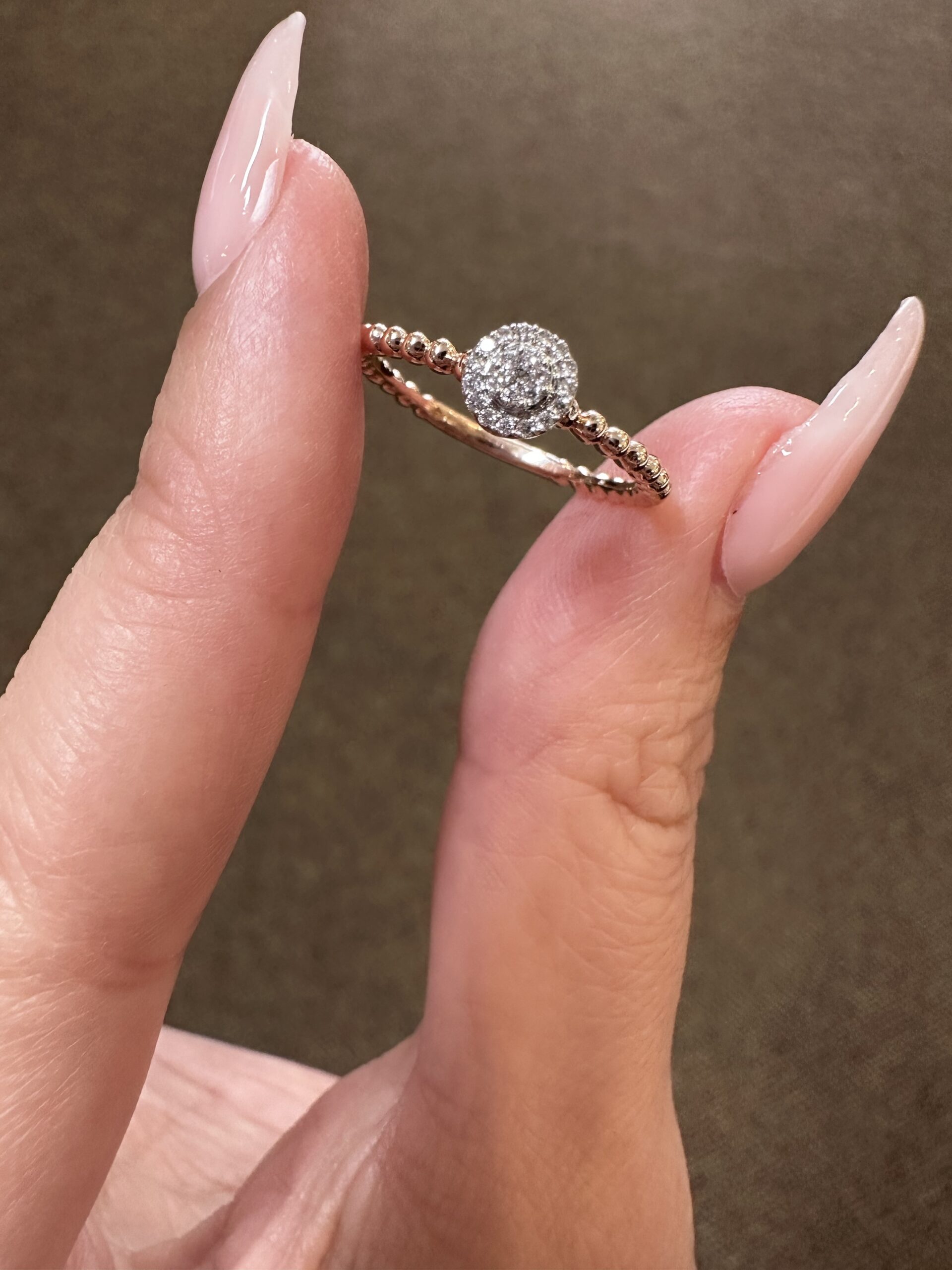 14k Rose Gold Genuine .08 Cttw Round Diamond Cluster Ring