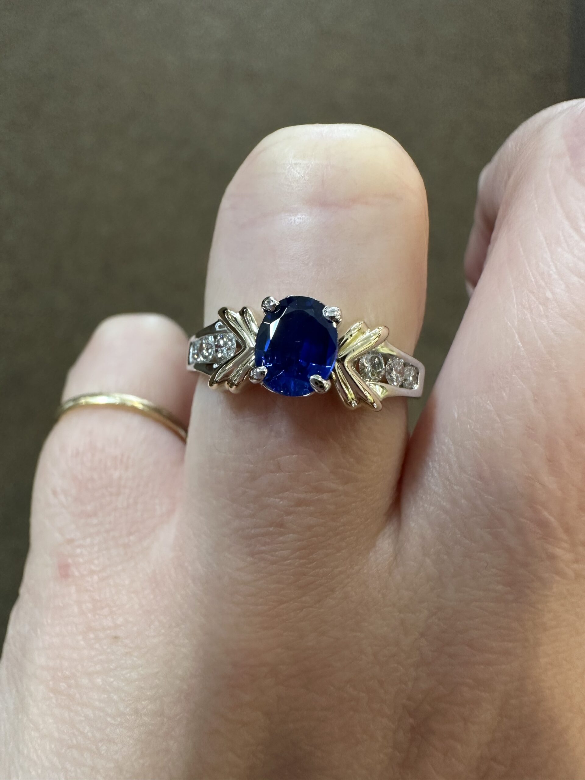 14k White & 14k Yellow Gold Genuine .85 Cttw Sapphire & Diamond Ring - Image 19