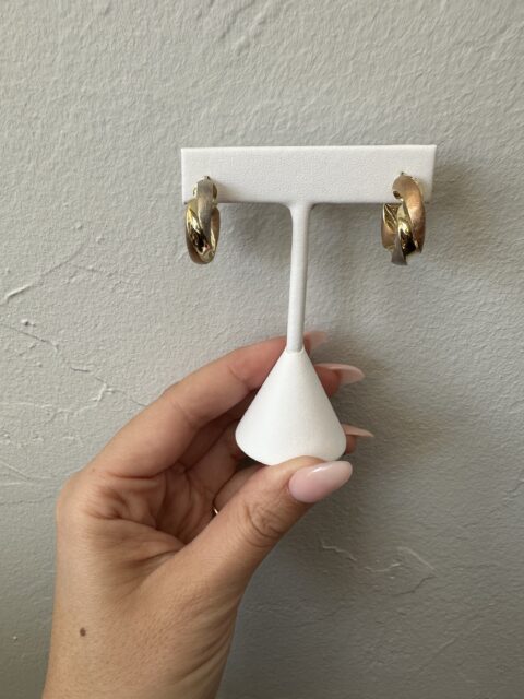 18k Tri-Color Wide Hoop Earrings With