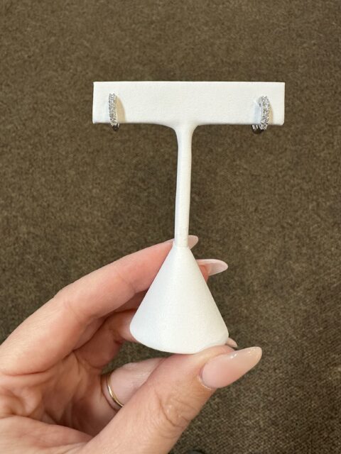 14k White Gold Genuine .20 Cttw 10 Stone Round Brilliant Cut Diamond Huggy Hoop Earrings