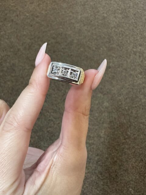 Vintage 14k 2tone .12 Cttw Genuine Round Brilliant Cut Diamond Ring