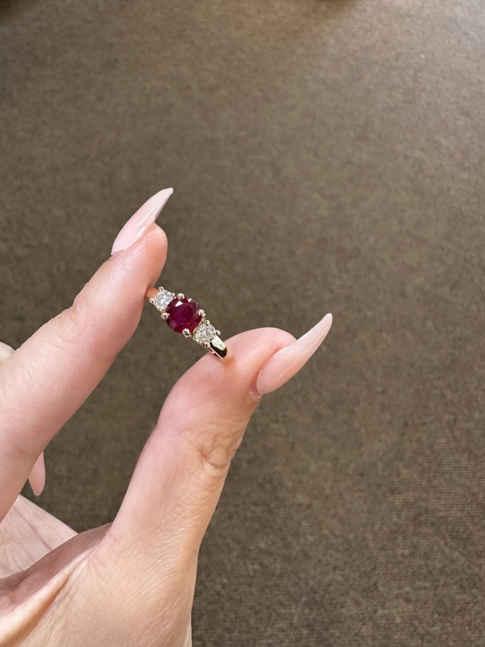 14k Yellow Gold Genuine 1.08 Carat Fine Ruby & Diamond Baguette Ring - Image 2