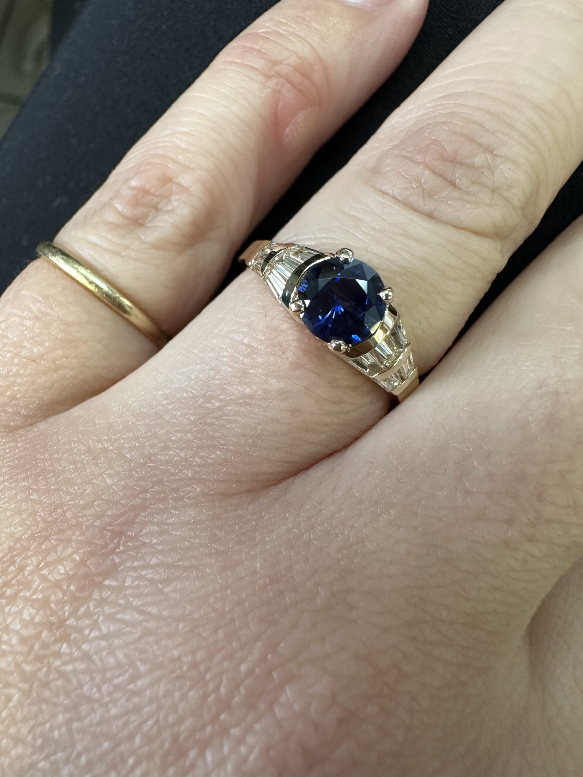 14k Yellow Gold Genuine .93 Carat Sapphire & Diamond Baguette Ring - Image 32