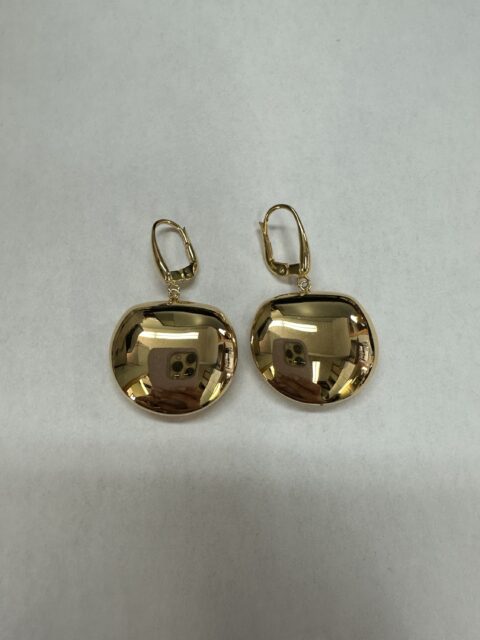 18k Yellow Gold Off-Round Lever back Dangle Earrings