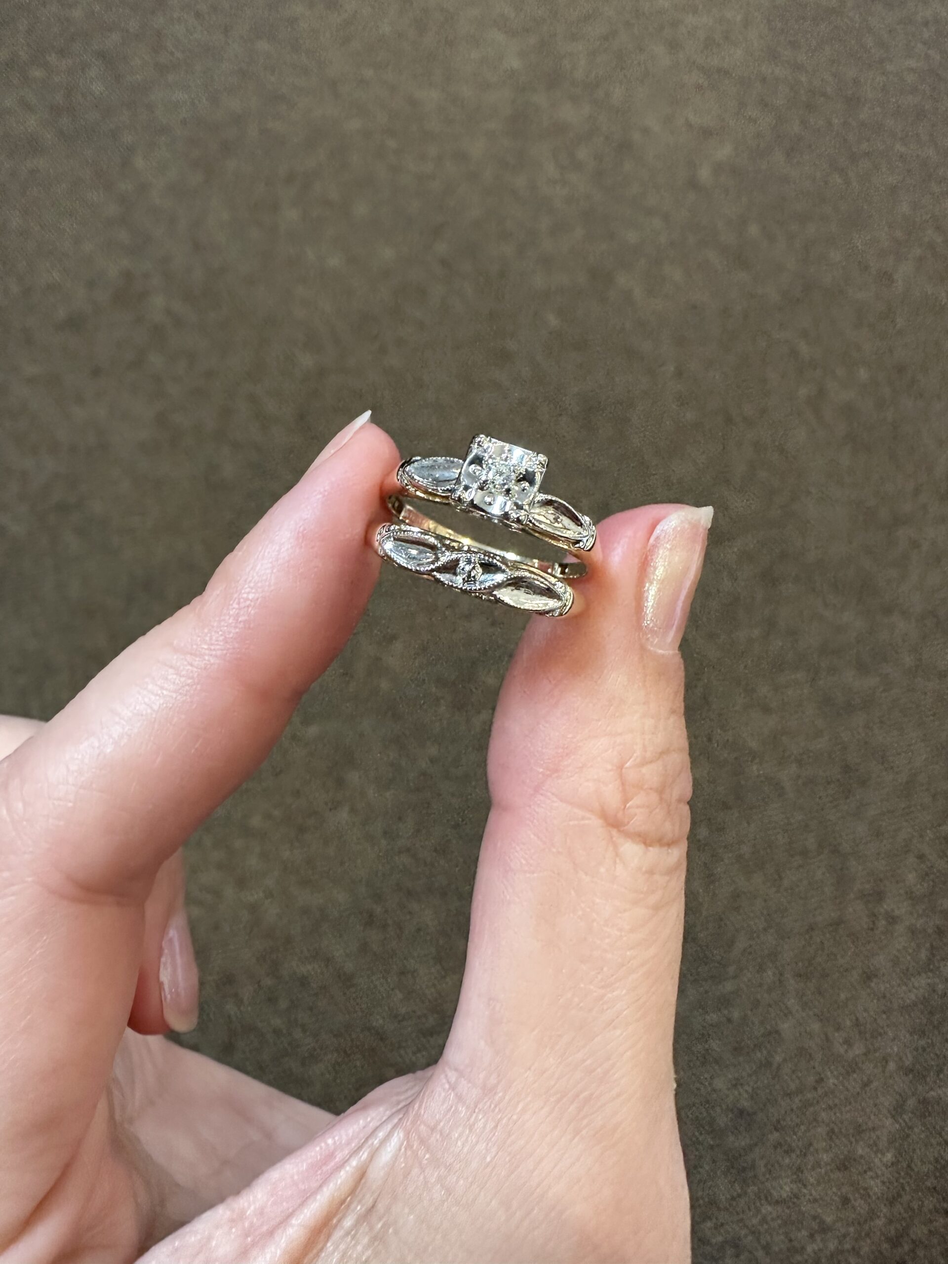 Vintage 14k 2tone Wedding Set