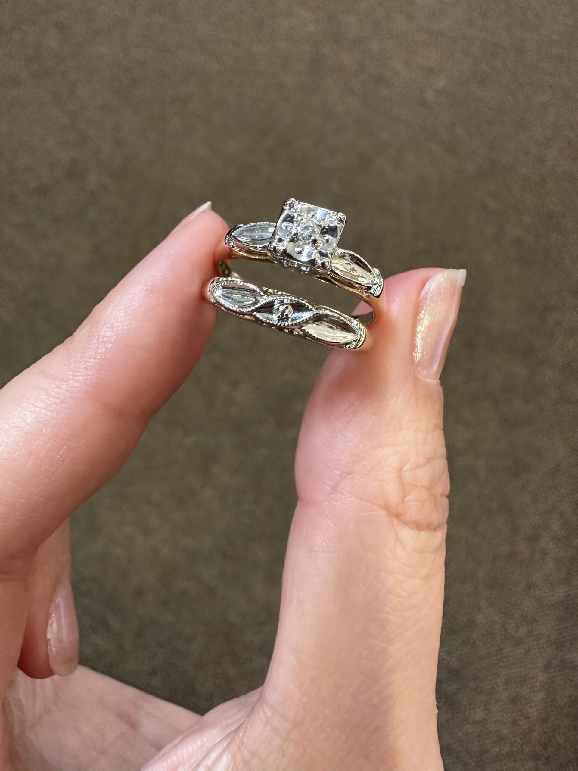 Vintage 14k 2tone Wedding Set - Image 2