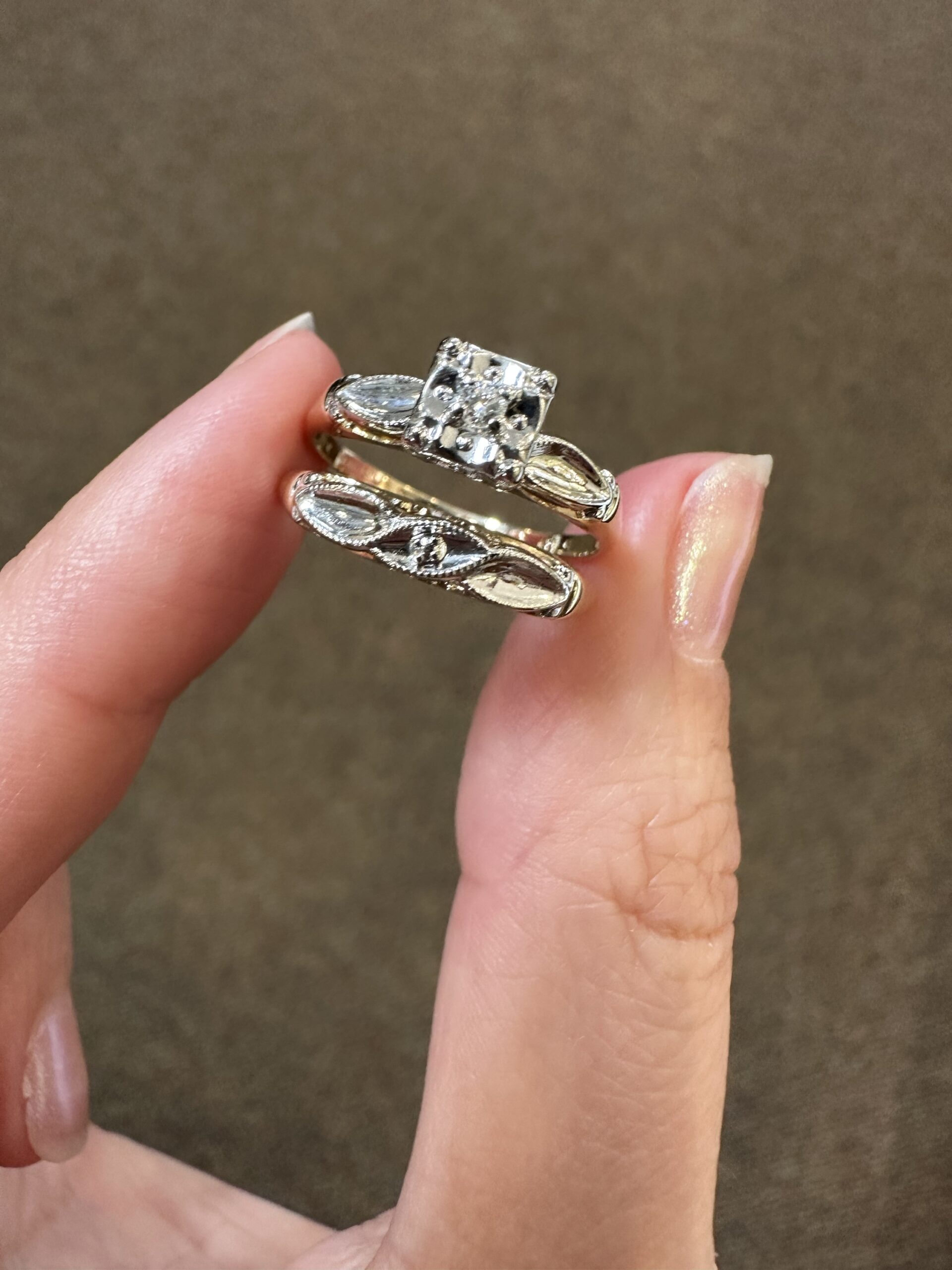 Vintage 14k 2tone Wedding Set - Image 3