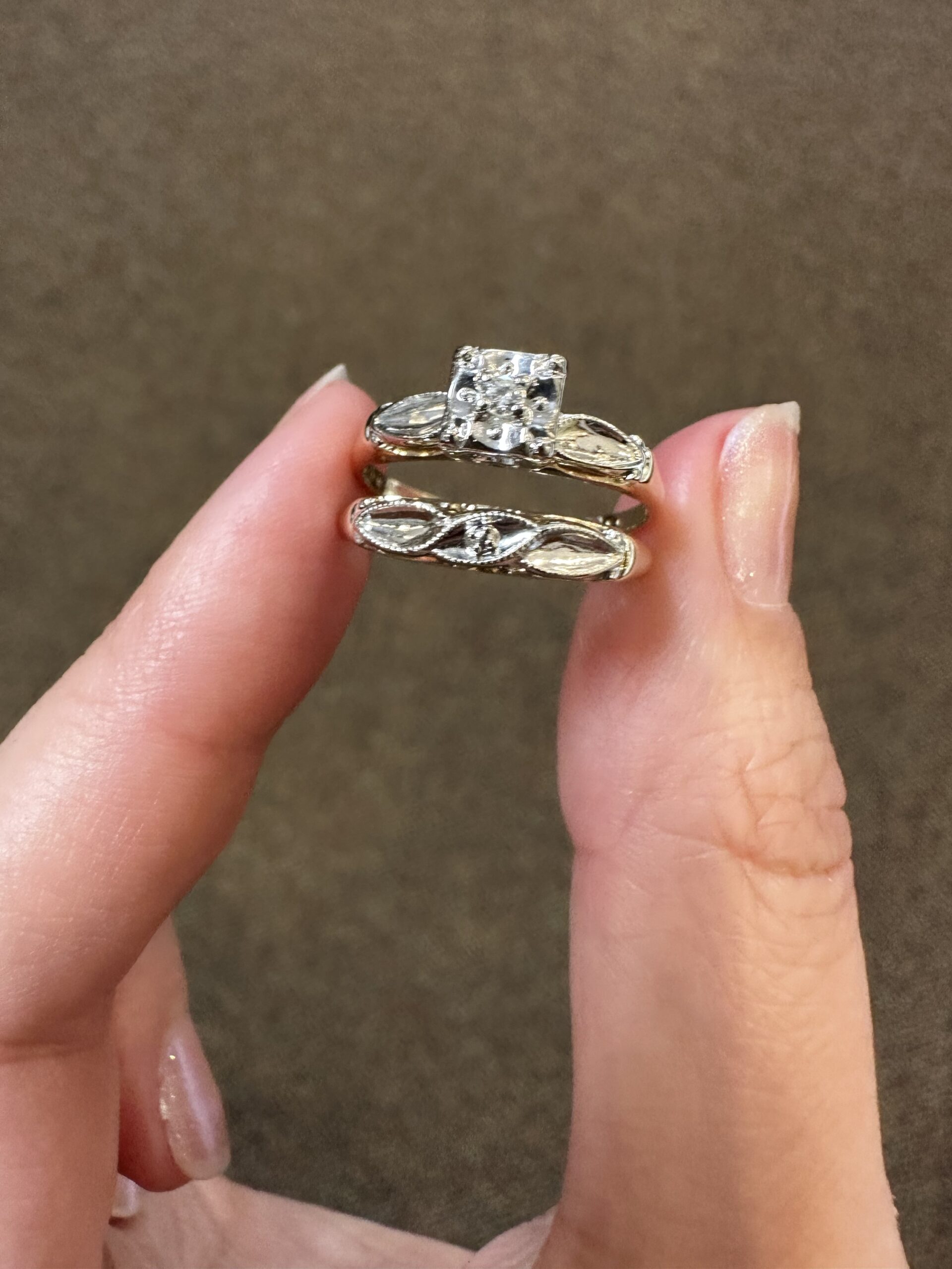 Vintage 14k 2tone Wedding Set - Image 4