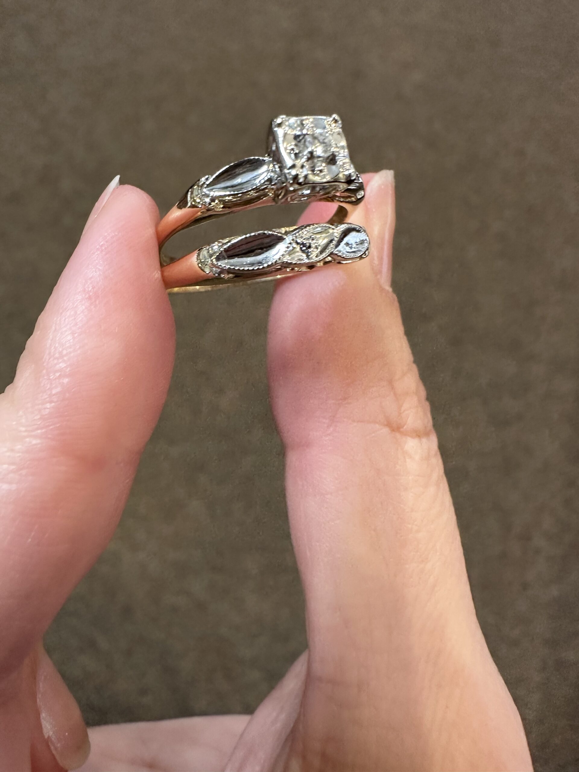 Vintage 14k 2tone Wedding Set - Image 6