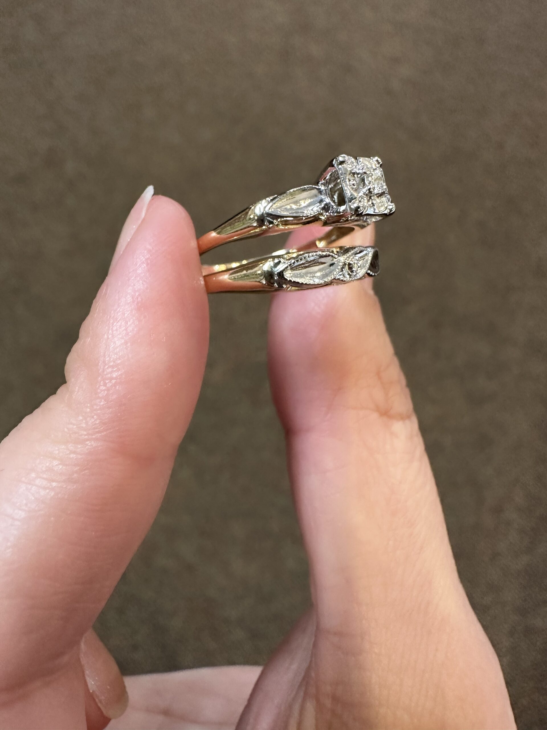 Vintage 14k 2tone Wedding Set - Image 7