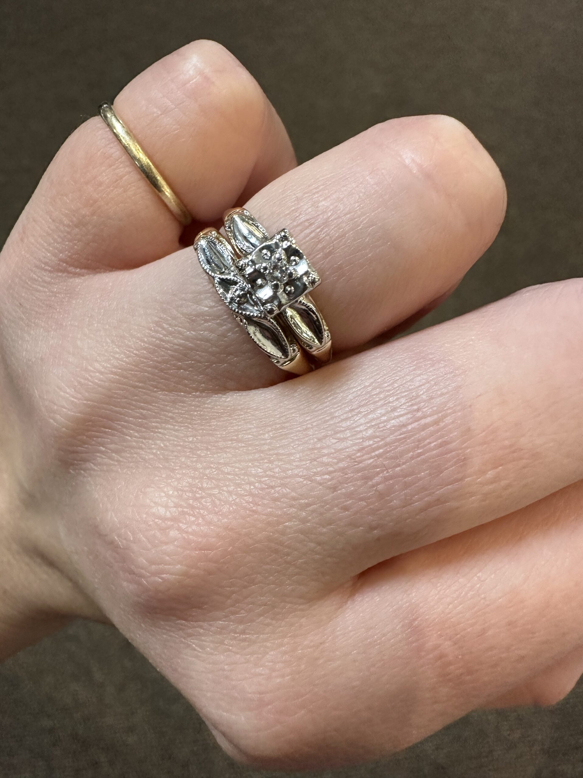 Vintage 14k 2tone Wedding Set - Image 12