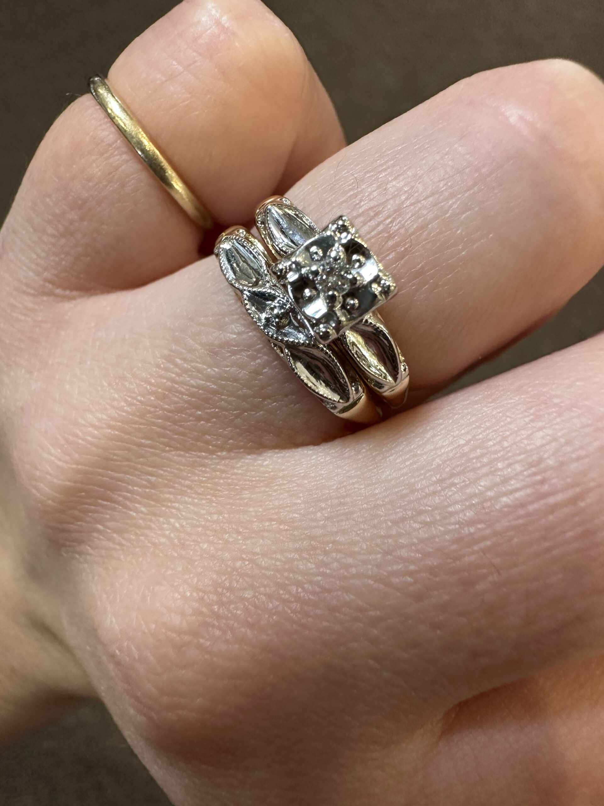 Vintage 14k 2tone Wedding Set - Image 13