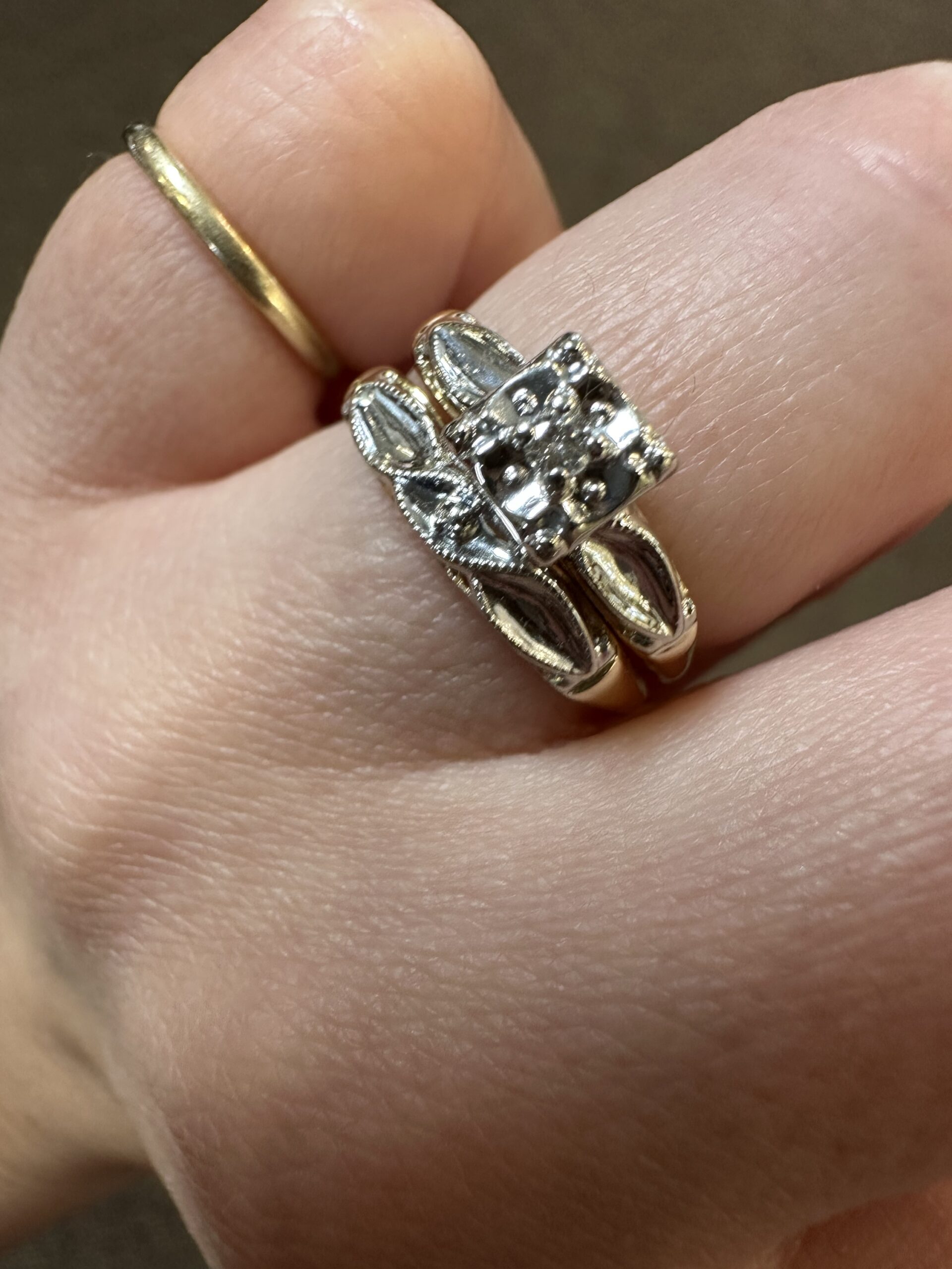 Vintage 14k 2tone Wedding Set - Image 14