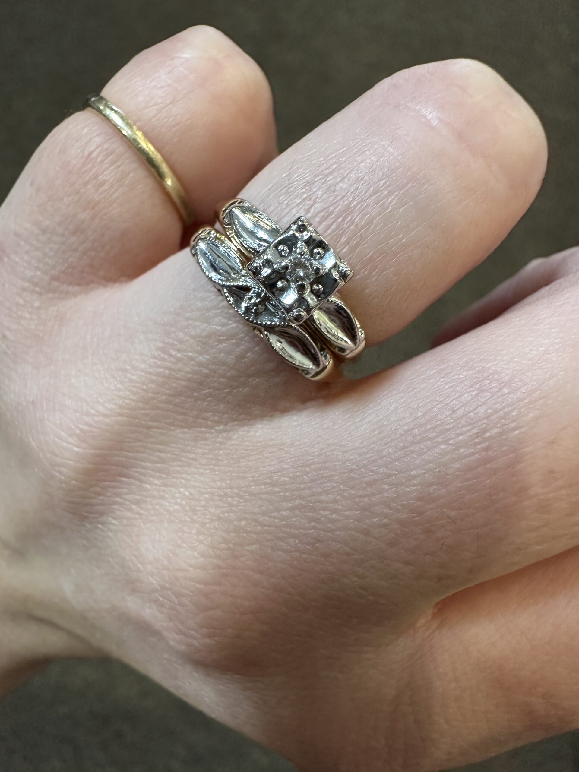 Vintage 14k 2tone Wedding Set - Image 17