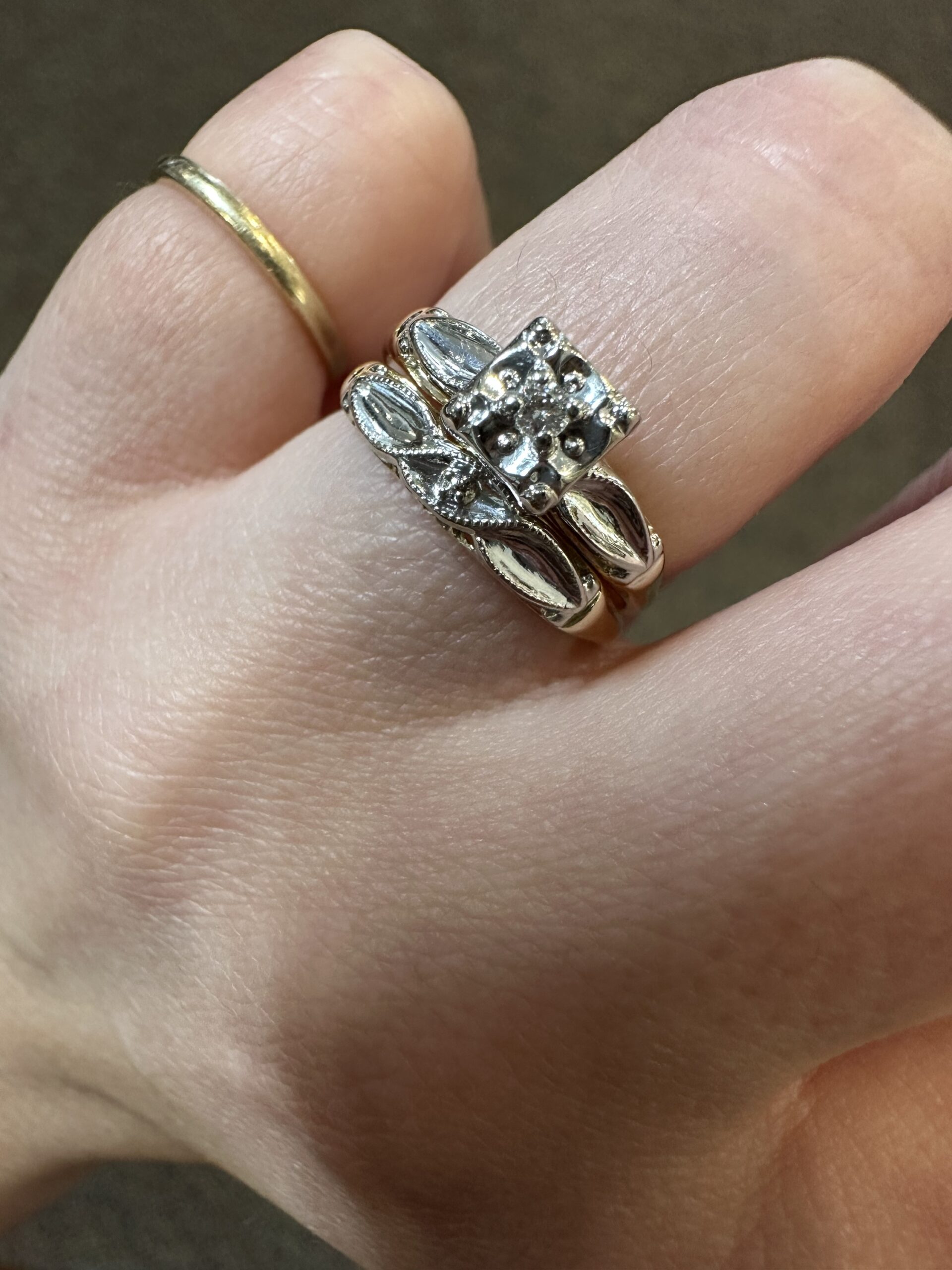 Vintage 14k 2tone Wedding Set - Image 18