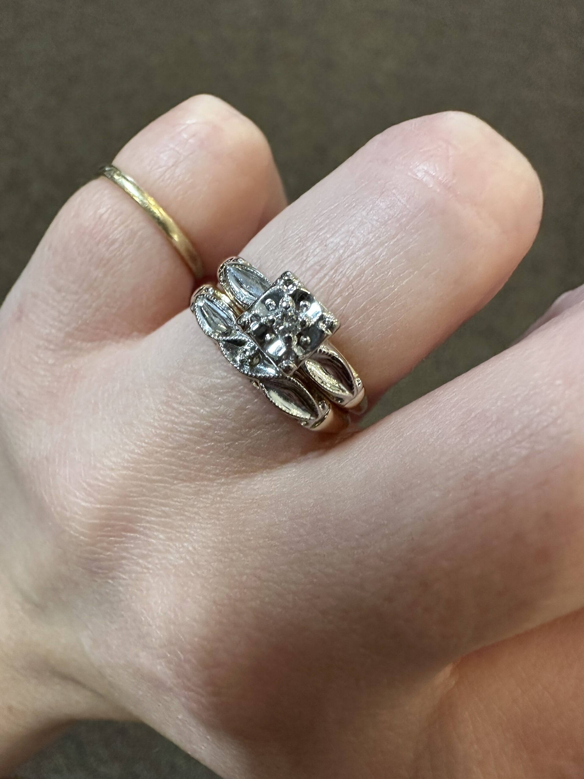 Vintage 14k 2tone Wedding Set - Image 19