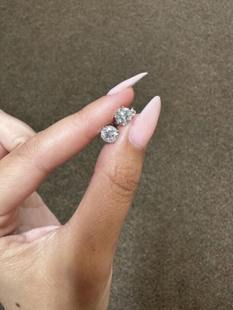 14k White Gold Genuine 2.12 Cttw Round Brilliant Cut Diamond Stud Earrings