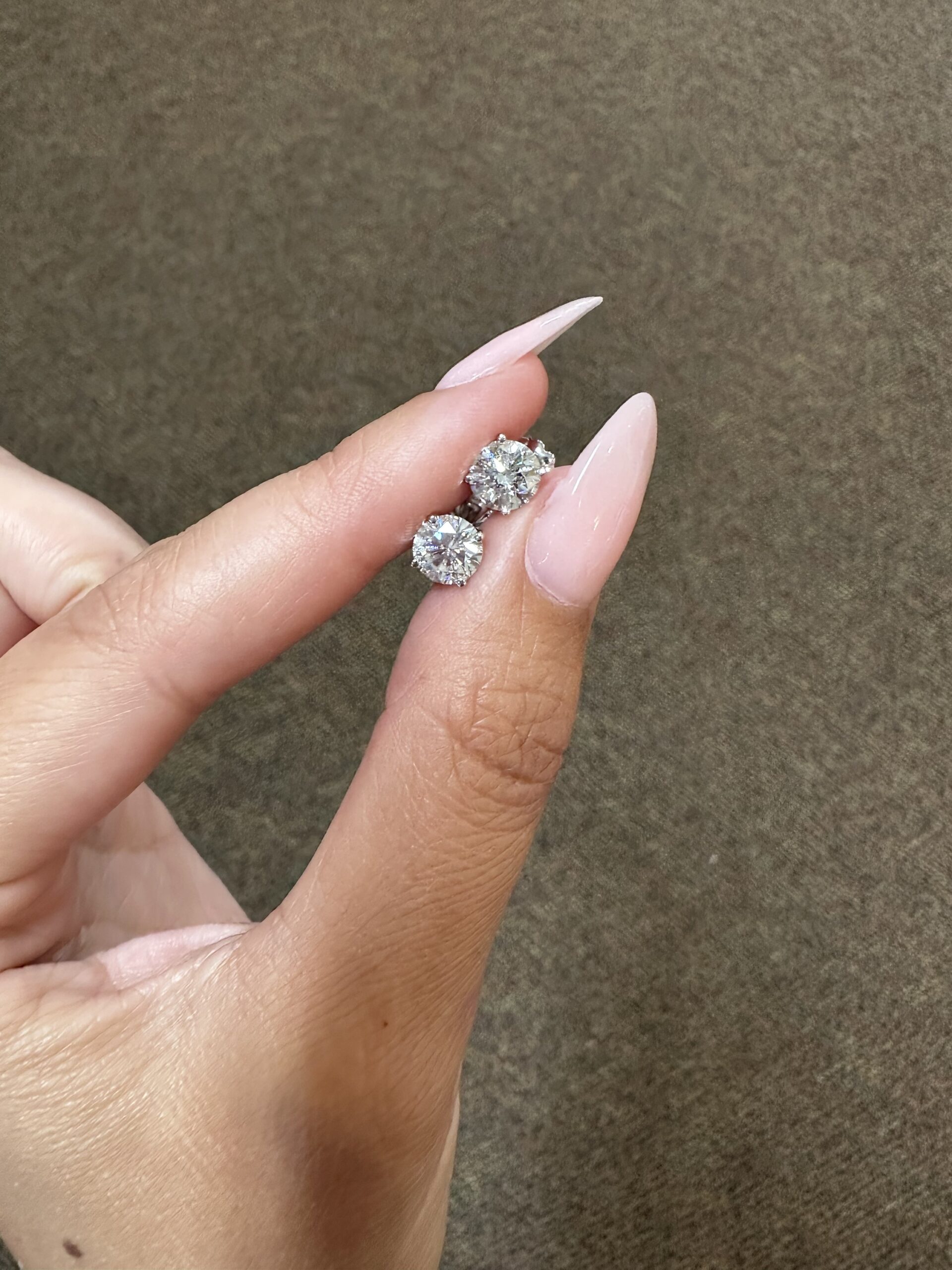 14k White Gold Genuine 2.12 Cttw Round Brilliant Cut Diamond Stud Earrings