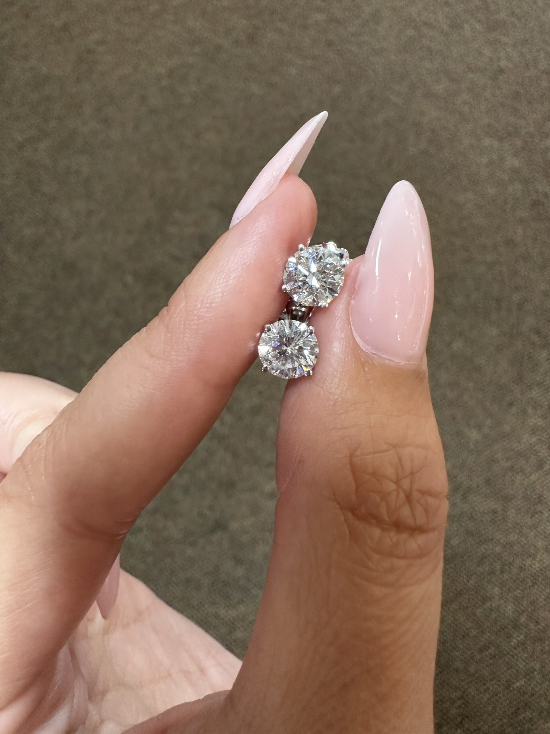 14k White Gold Genuine 2.12 Cttw Round Brilliant Cut Diamond Stud Earrings - Image 5