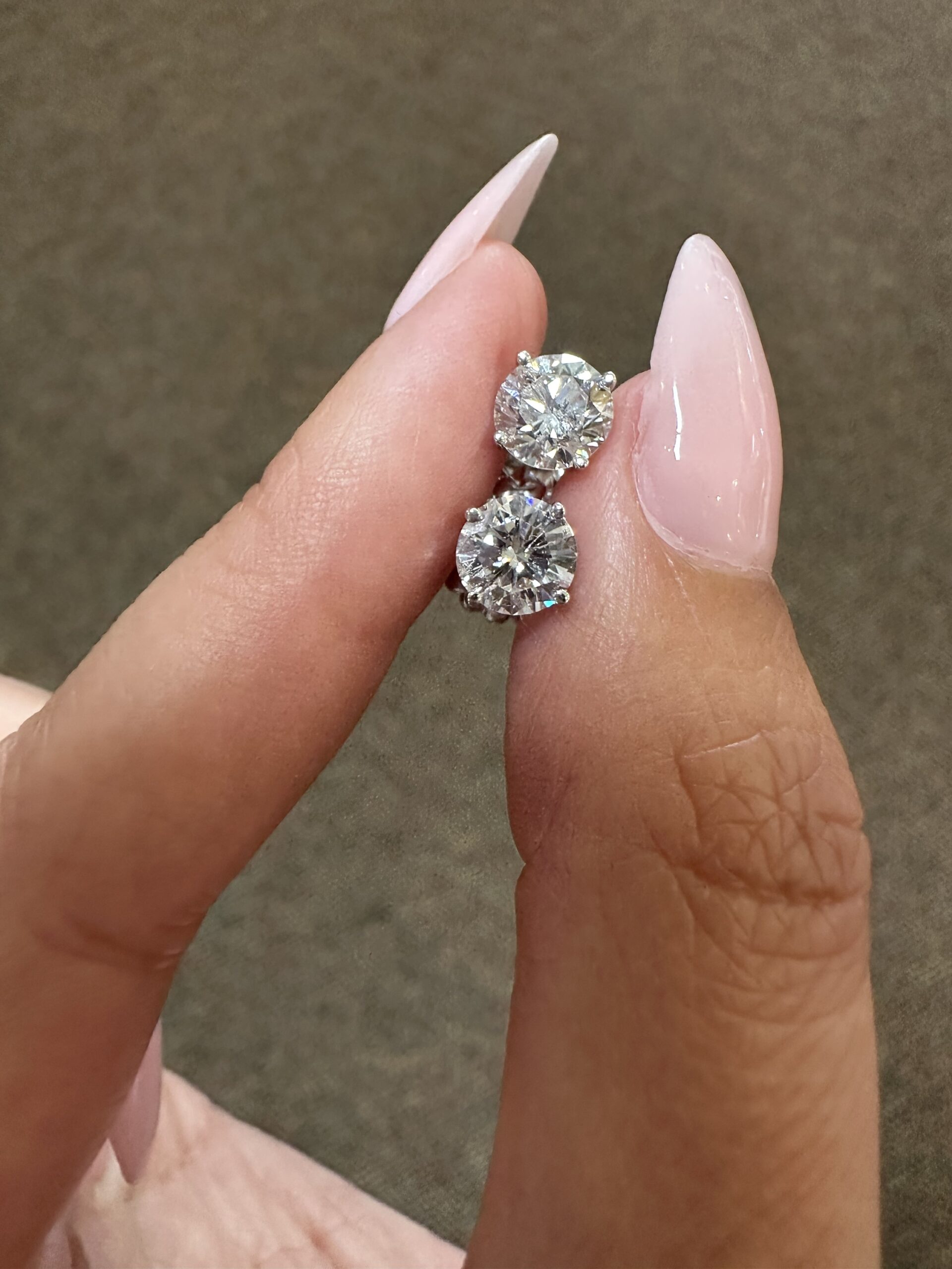 14k White Gold Genuine 2.12 Cttw Round Brilliant Cut Diamond Stud Earrings - Image 6