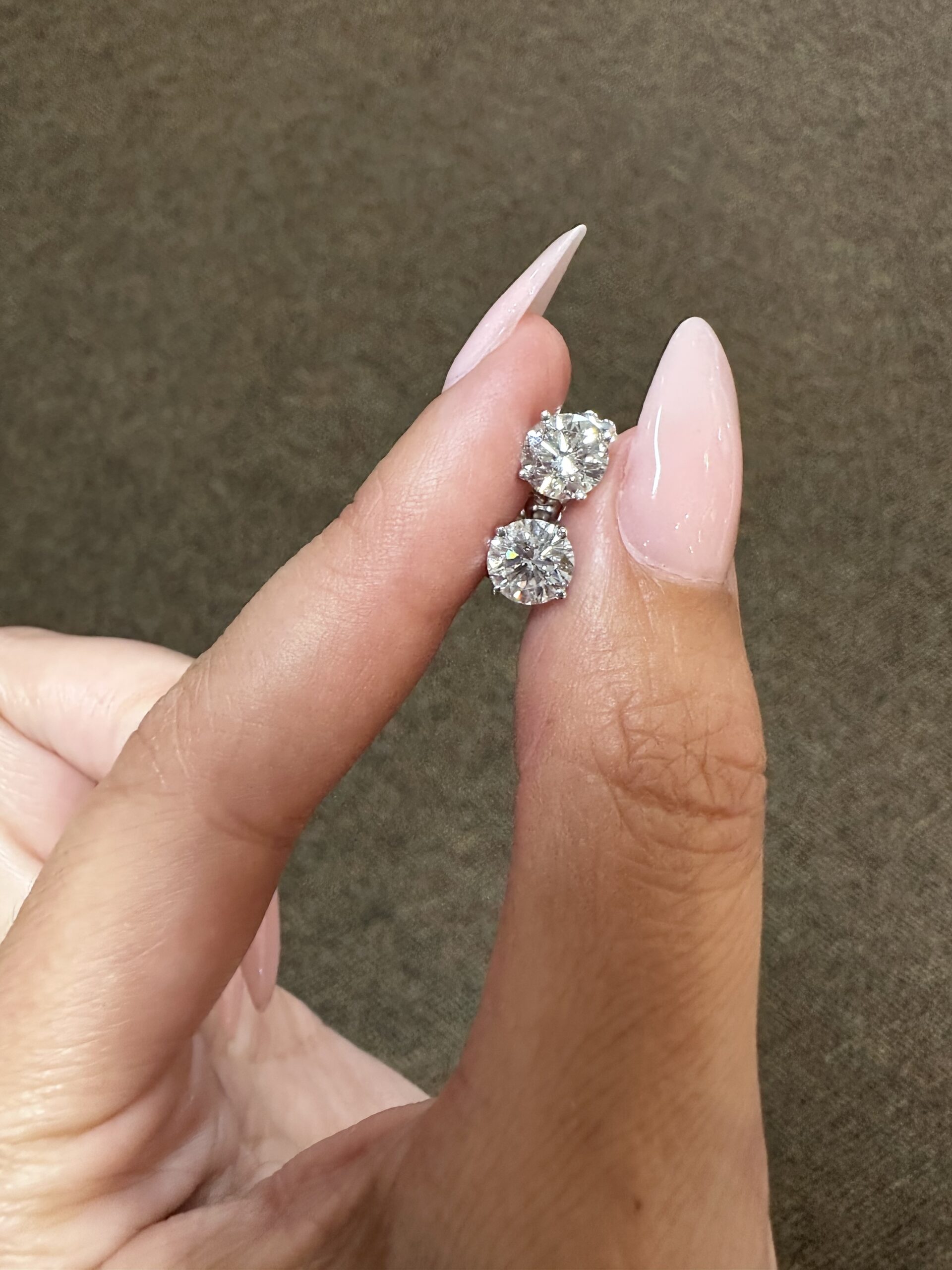 14k White Gold Genuine 2.12 Cttw Round Brilliant Cut Diamond Stud Earrings - Image 7