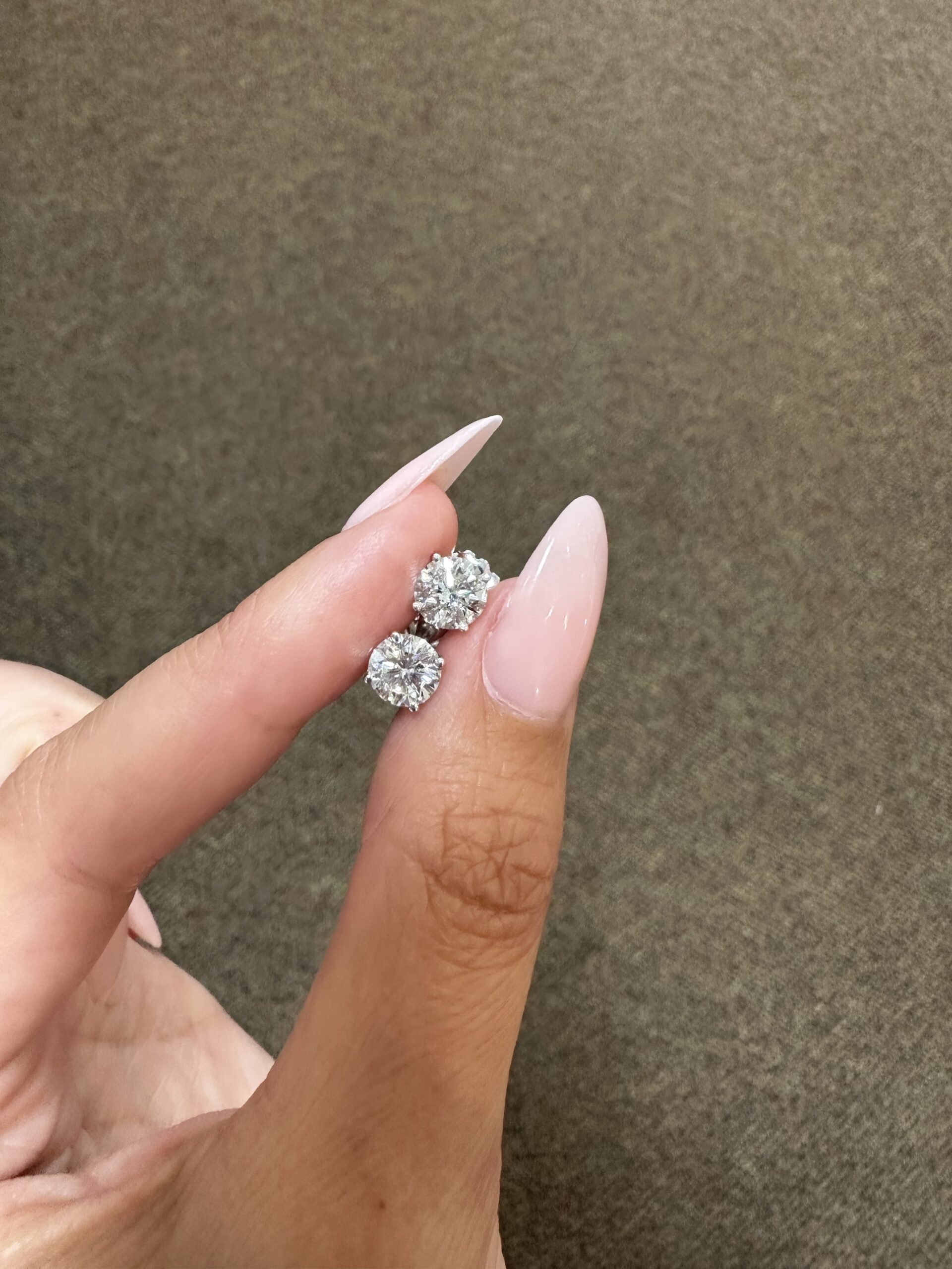 14k White Gold Genuine 2.12 Cttw Round Brilliant Cut Diamond Stud Earrings - Image 8