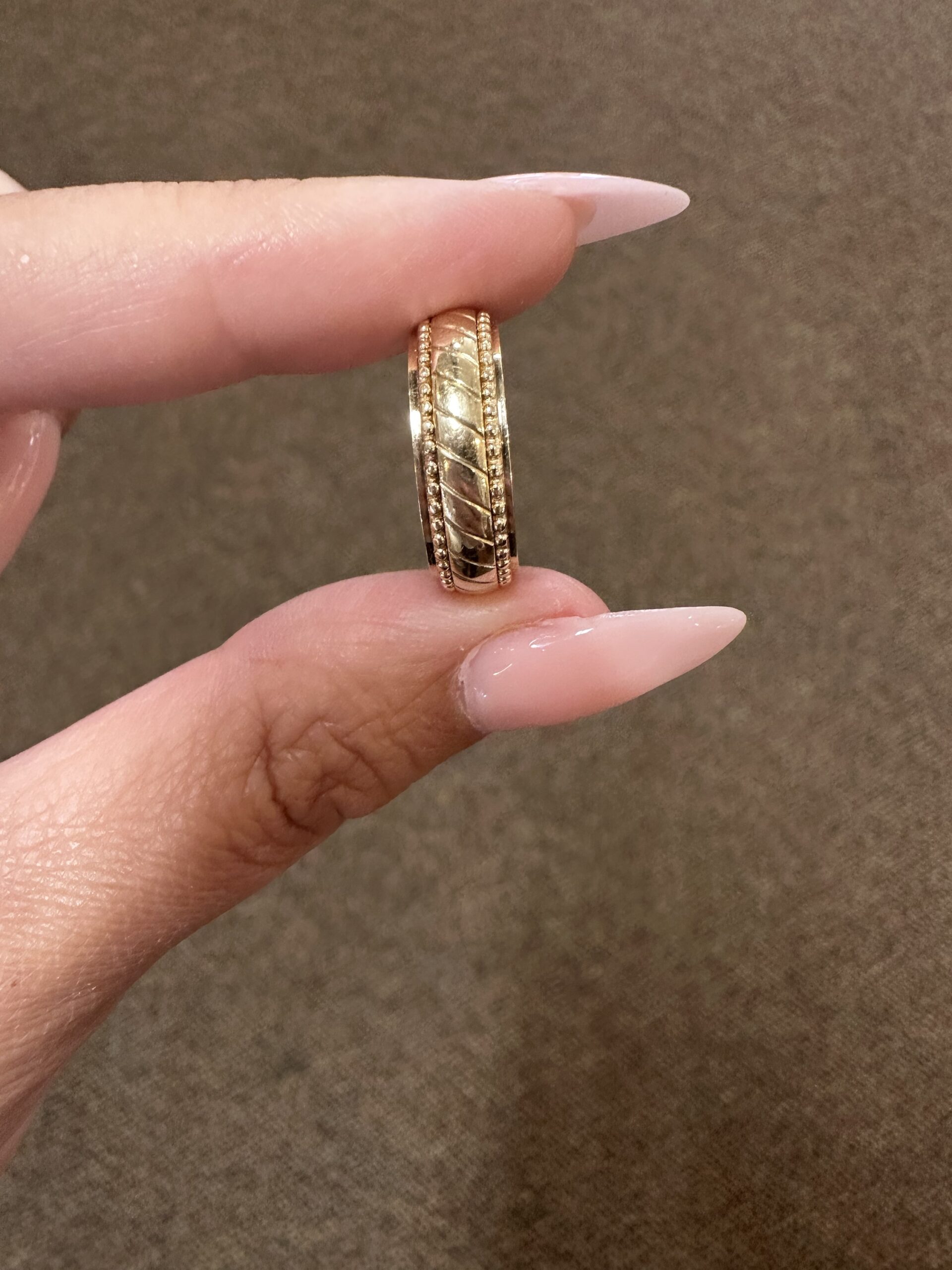 14k Yellow Gold 6 MM Art Carved Wedding Band - Image 8