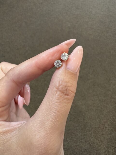 14k Yellow Gold 1 Cttw CZ Stud Earrings