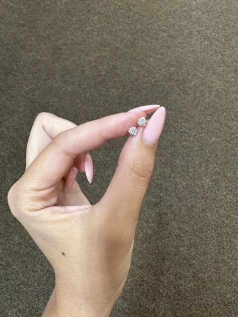 14k White Gold 1/2 Cttw Lab Grown Round Brilliant Cut Diamond Stud Earrings