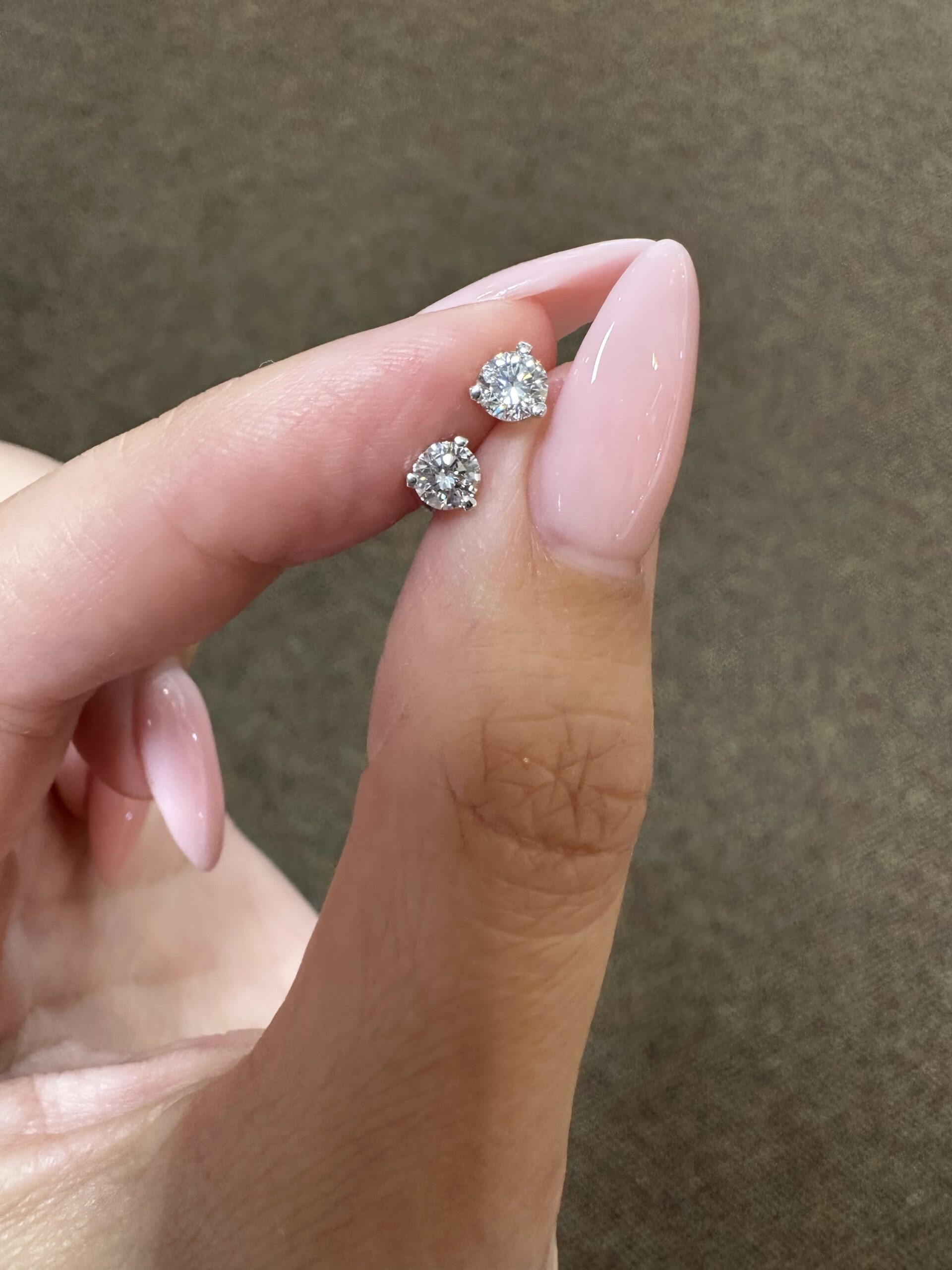 14k White Gold 1/2 Cttw Lab Grown Round Brilliant Cut Diamond Stud Earrings - Image 3