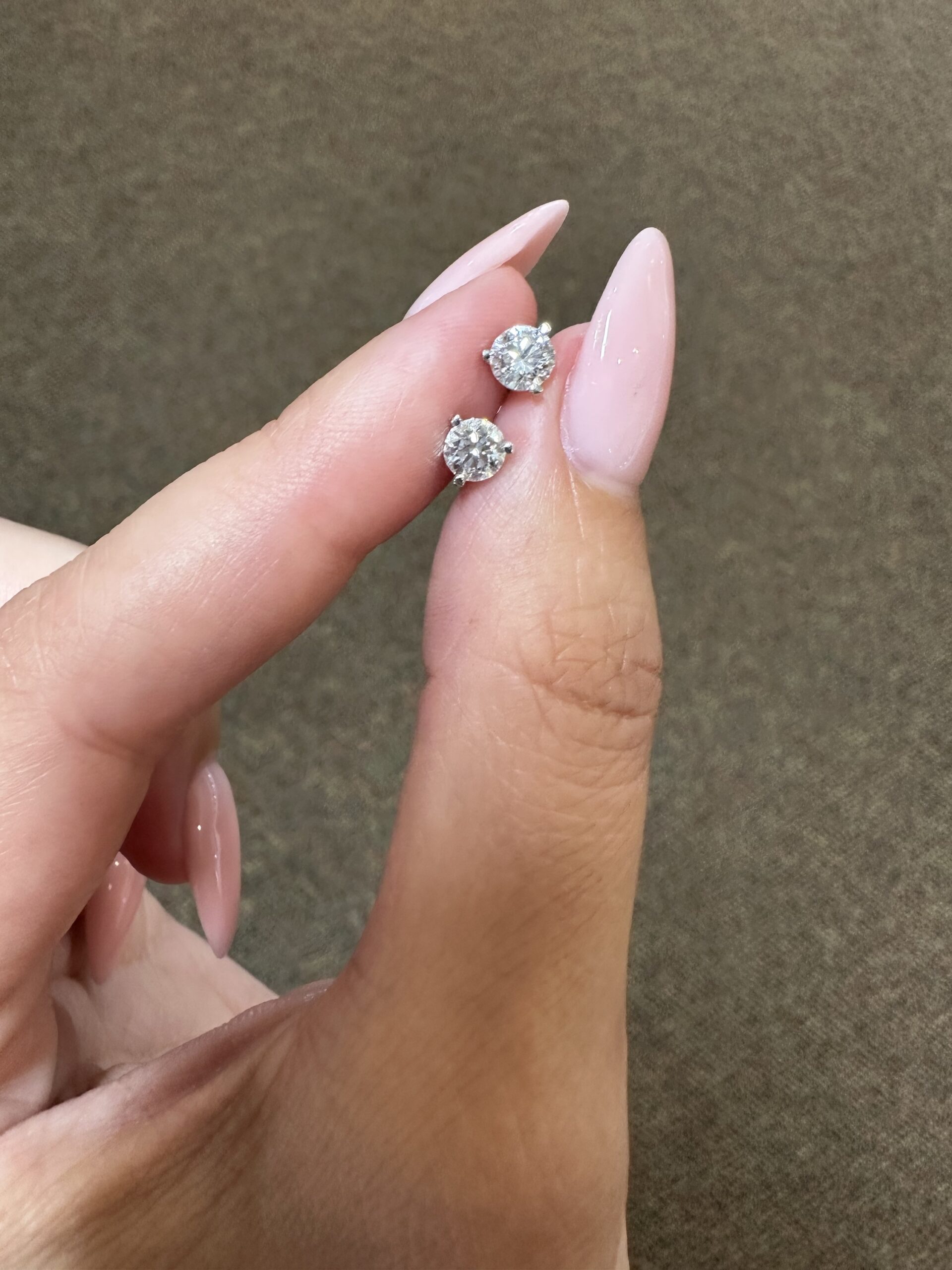 14k White Gold .75 Cttw Lab Grown Round Brilliant Cut Diamond Stud Earrings - Image 2