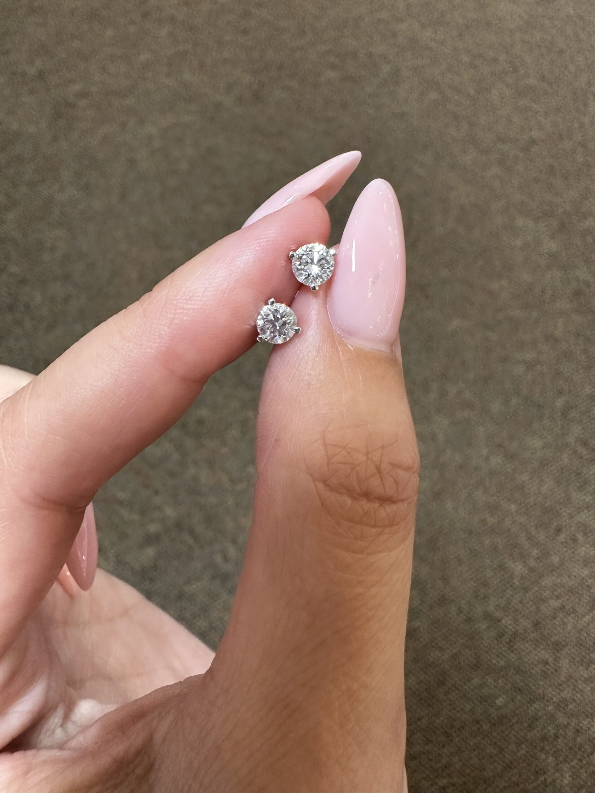 14k White Gold .75 Cttw Lab Grown Round Brilliant Cut Diamond Stud Earrings - Image 3