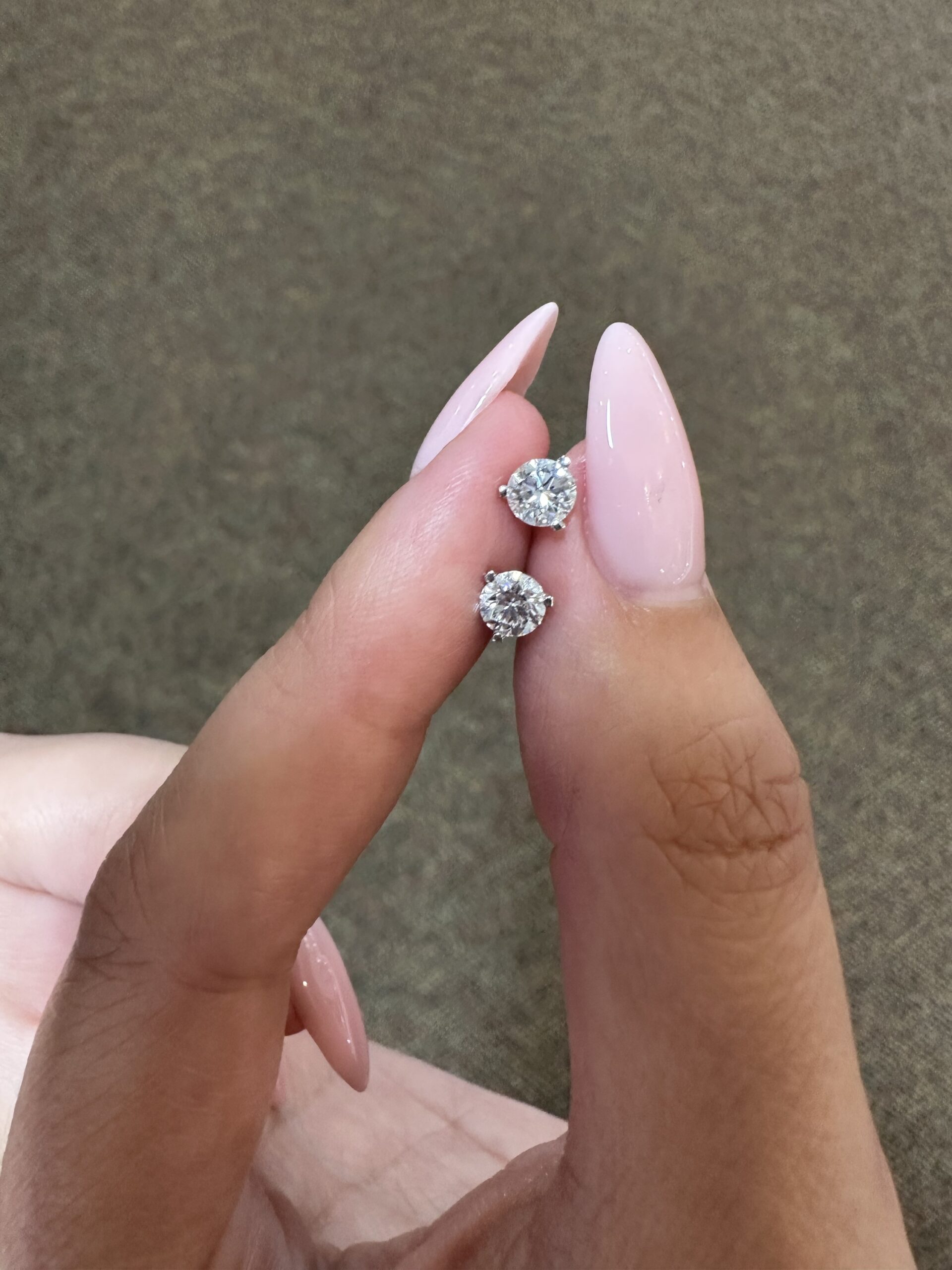 14k White Gold .75 Cttw Lab Grown Round Brilliant Cut Diamond Stud Earrings - Image 4