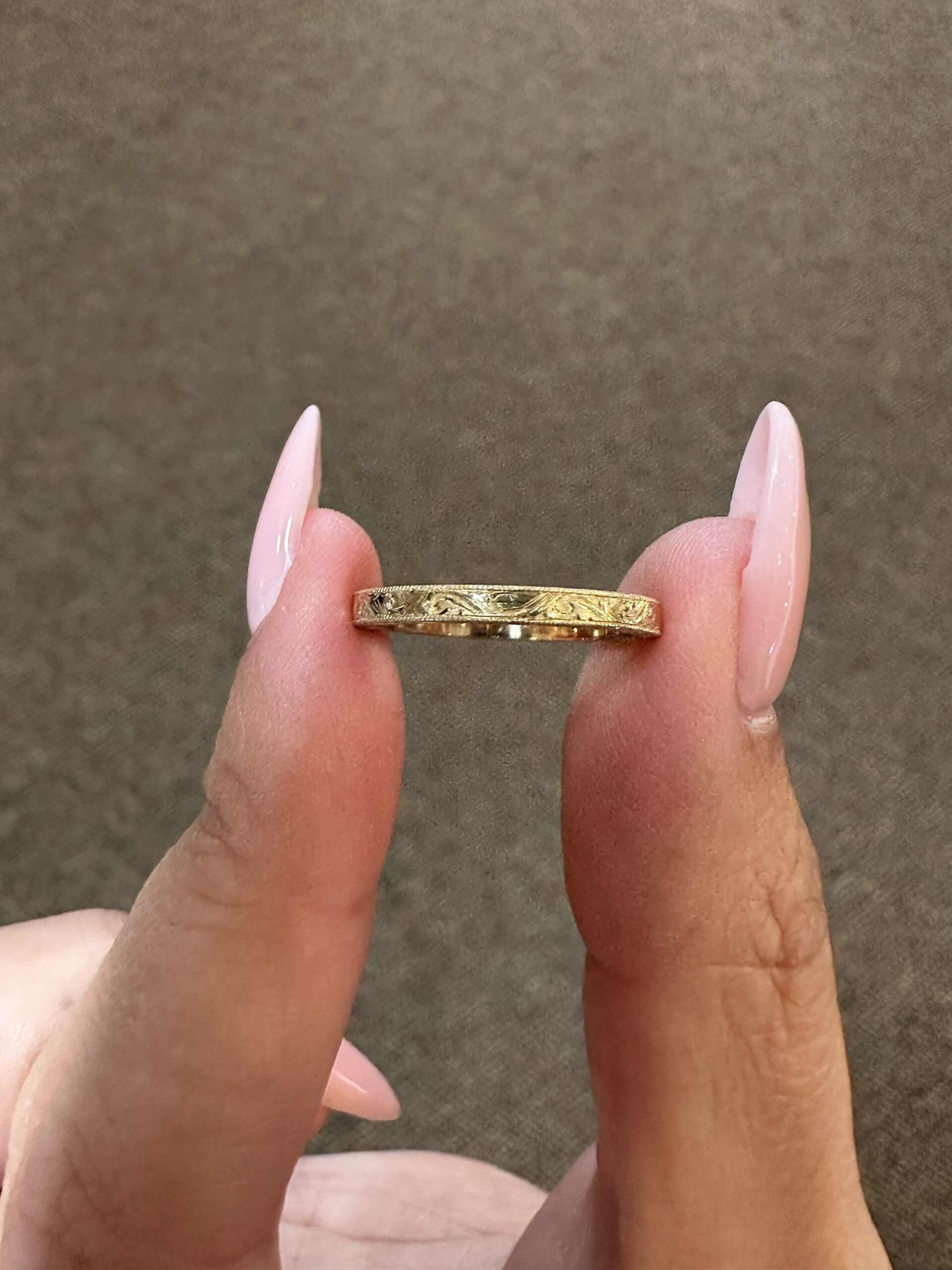 14k Yellow Gold Hand Engraved 2.3 MM Band - Image 2