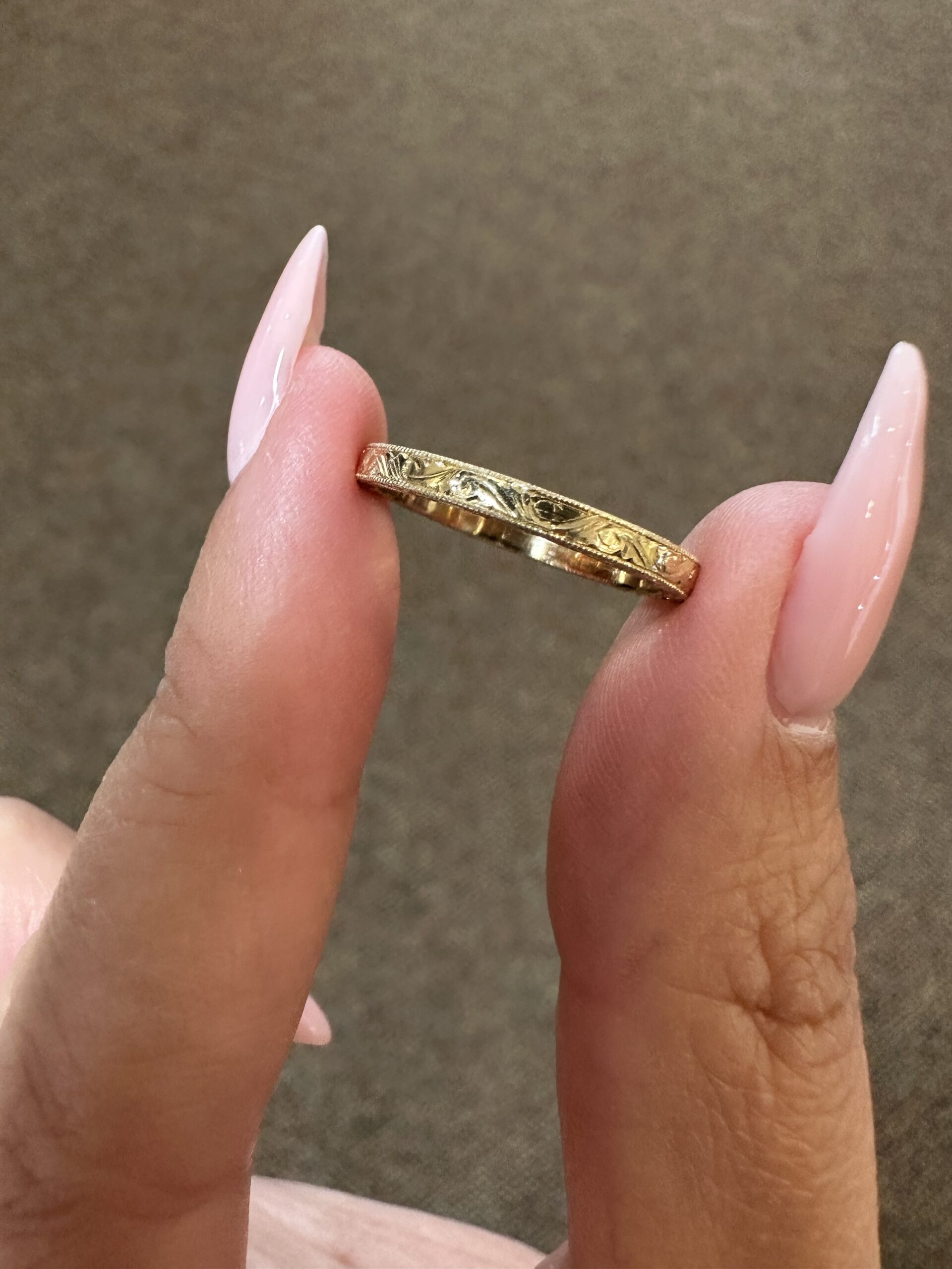 14k Yellow Gold Hand Engraved 2.3 MM Band - Image 3