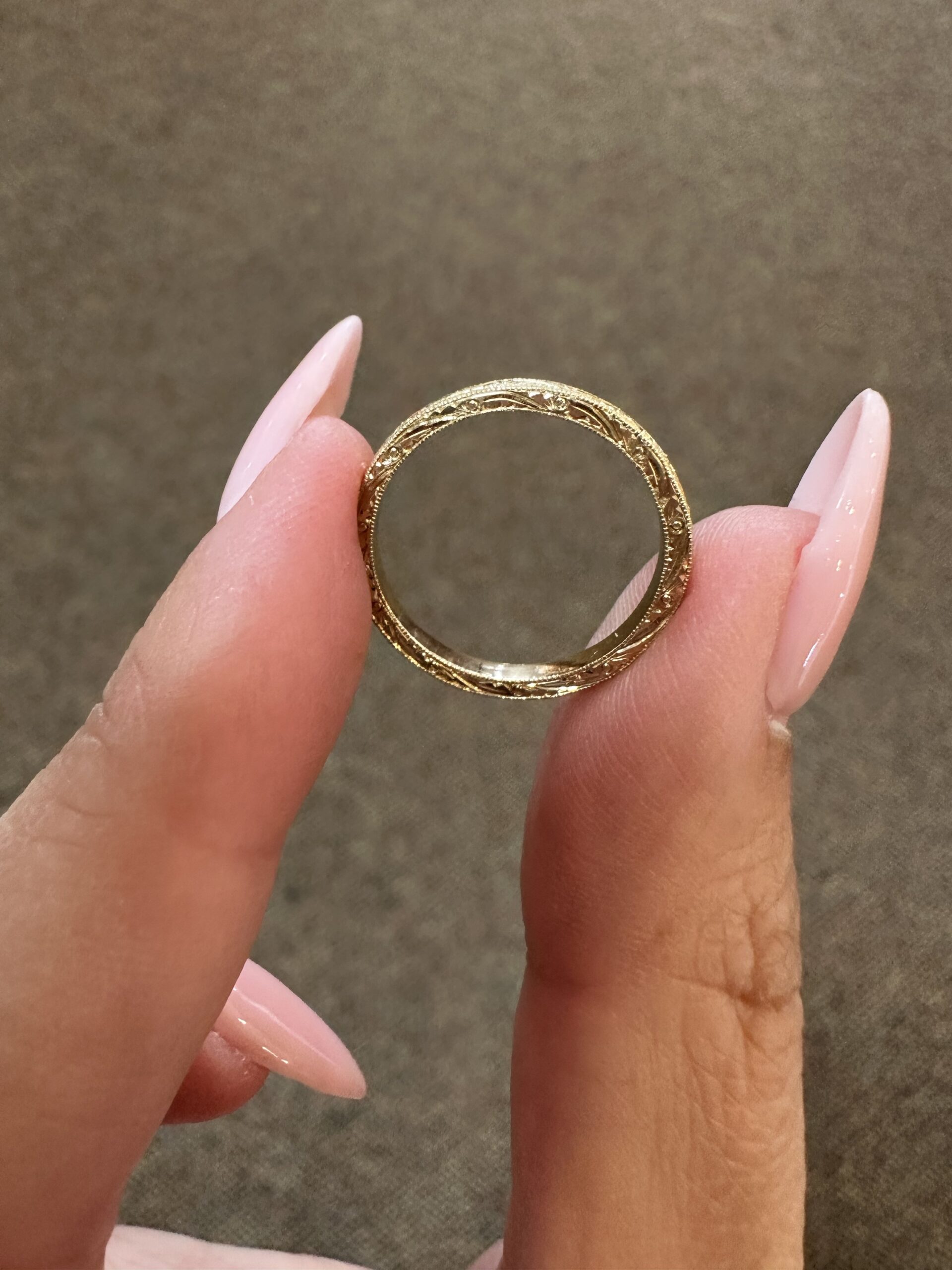 14k Yellow Gold Hand Engraved 2.3 MM Band - Image 4