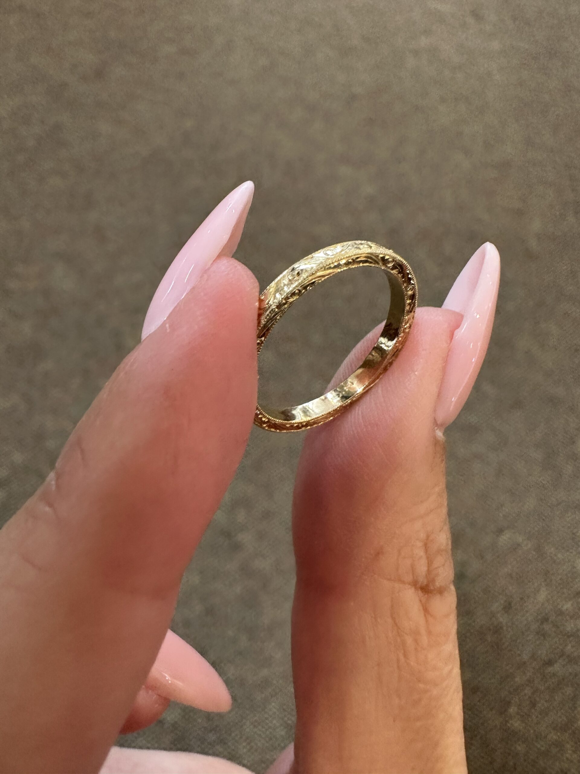 14k Yellow Gold Hand Engraved 2.3 MM Band - Image 5