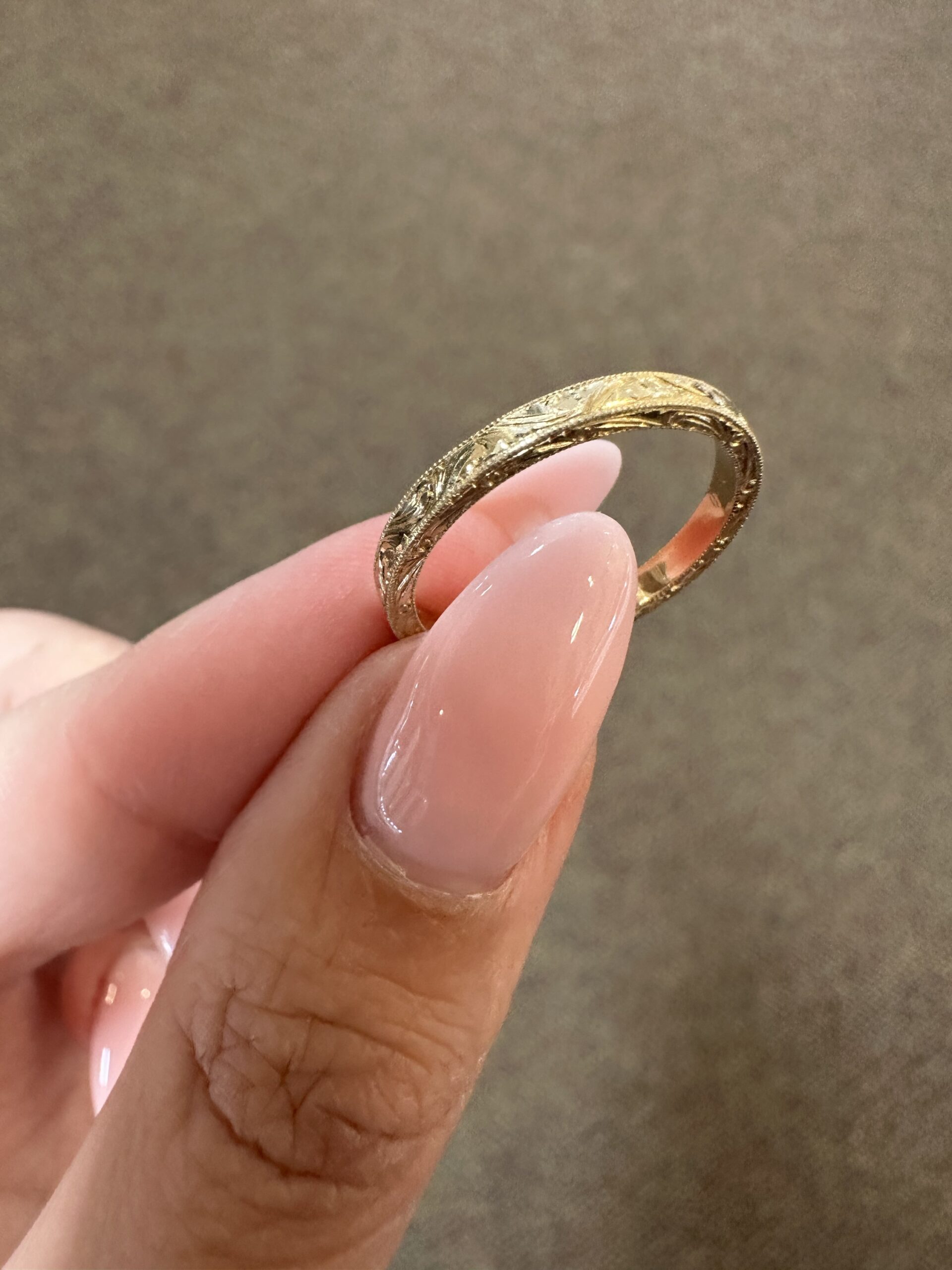 14k Yellow Gold Hand Engraved 2.3 MM Band - Image 7