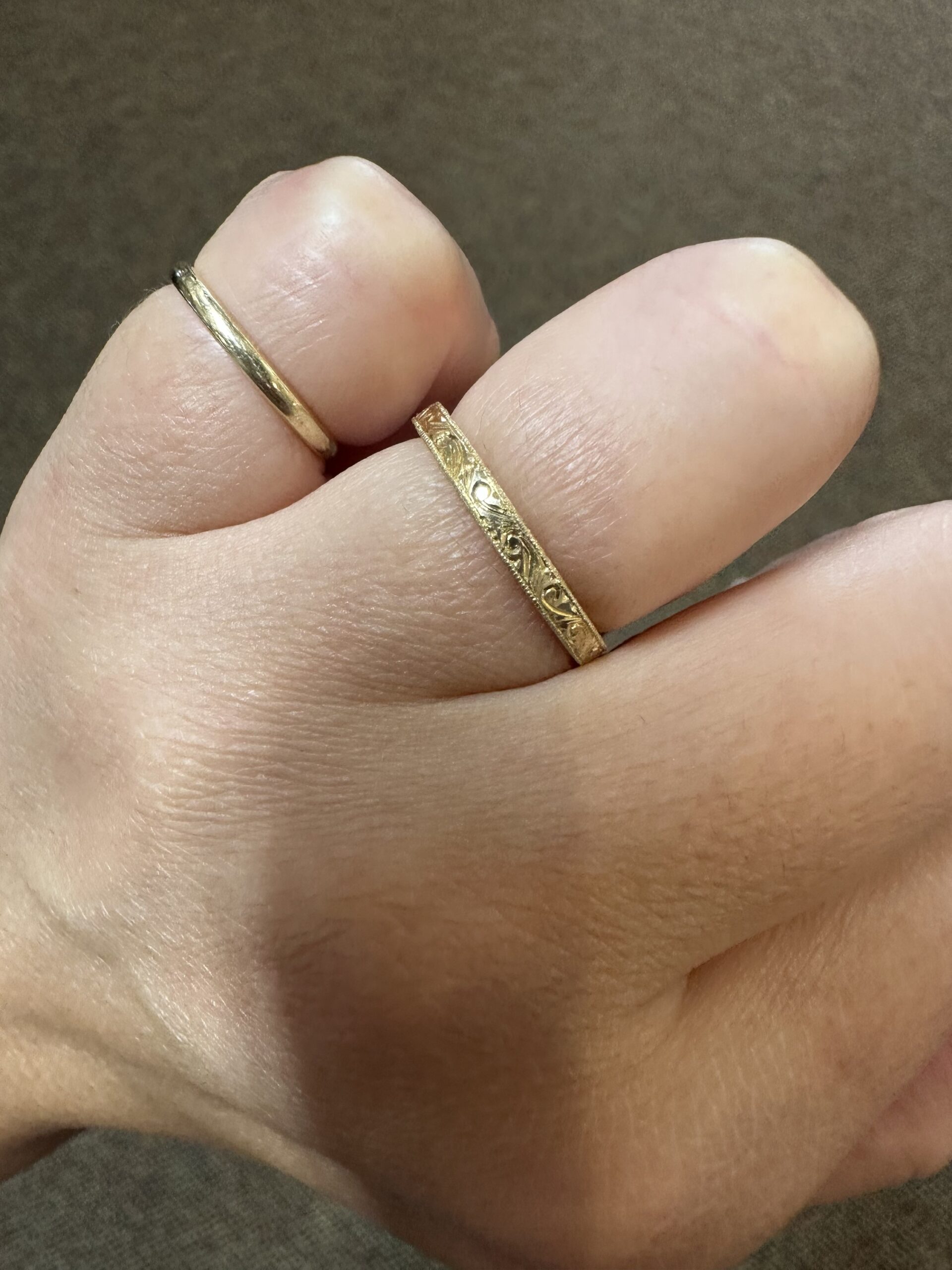 14k Yellow Gold Hand Engraved 2.3 MM Band - Image 12